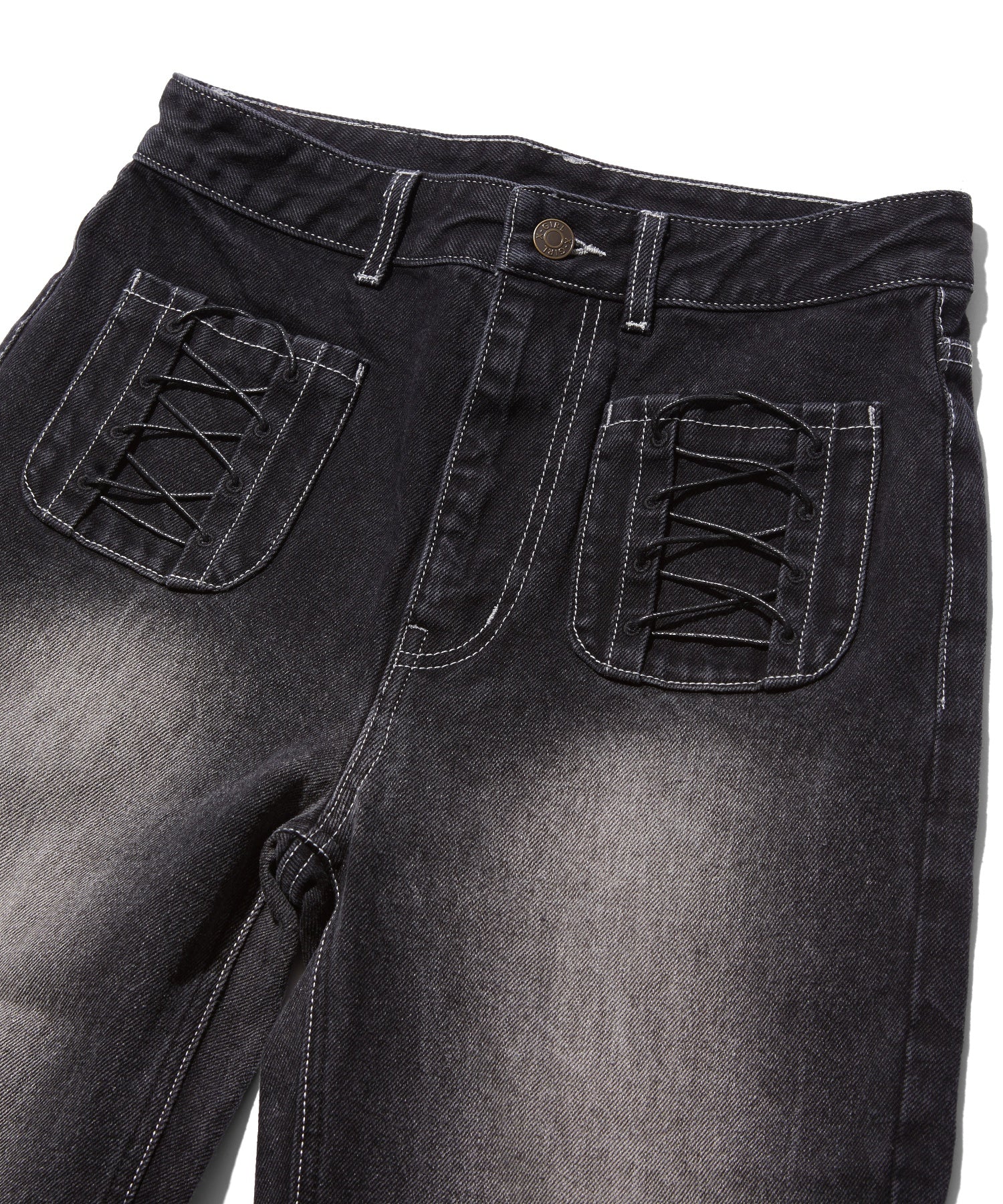 HEART POCKET FLARE DENIM PANTS