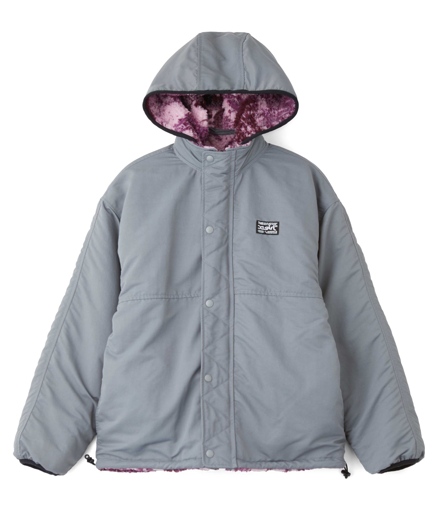 BRUSHED COLLAGE GRAPHIC REVERSIBLE BOA BLOUSON