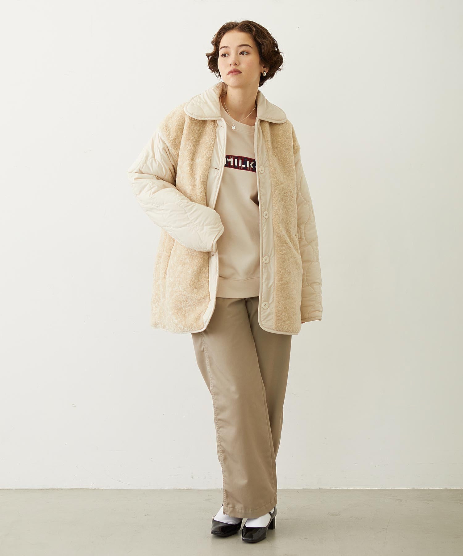 REVERSIBLE QUILTED LOGO LONG COAT