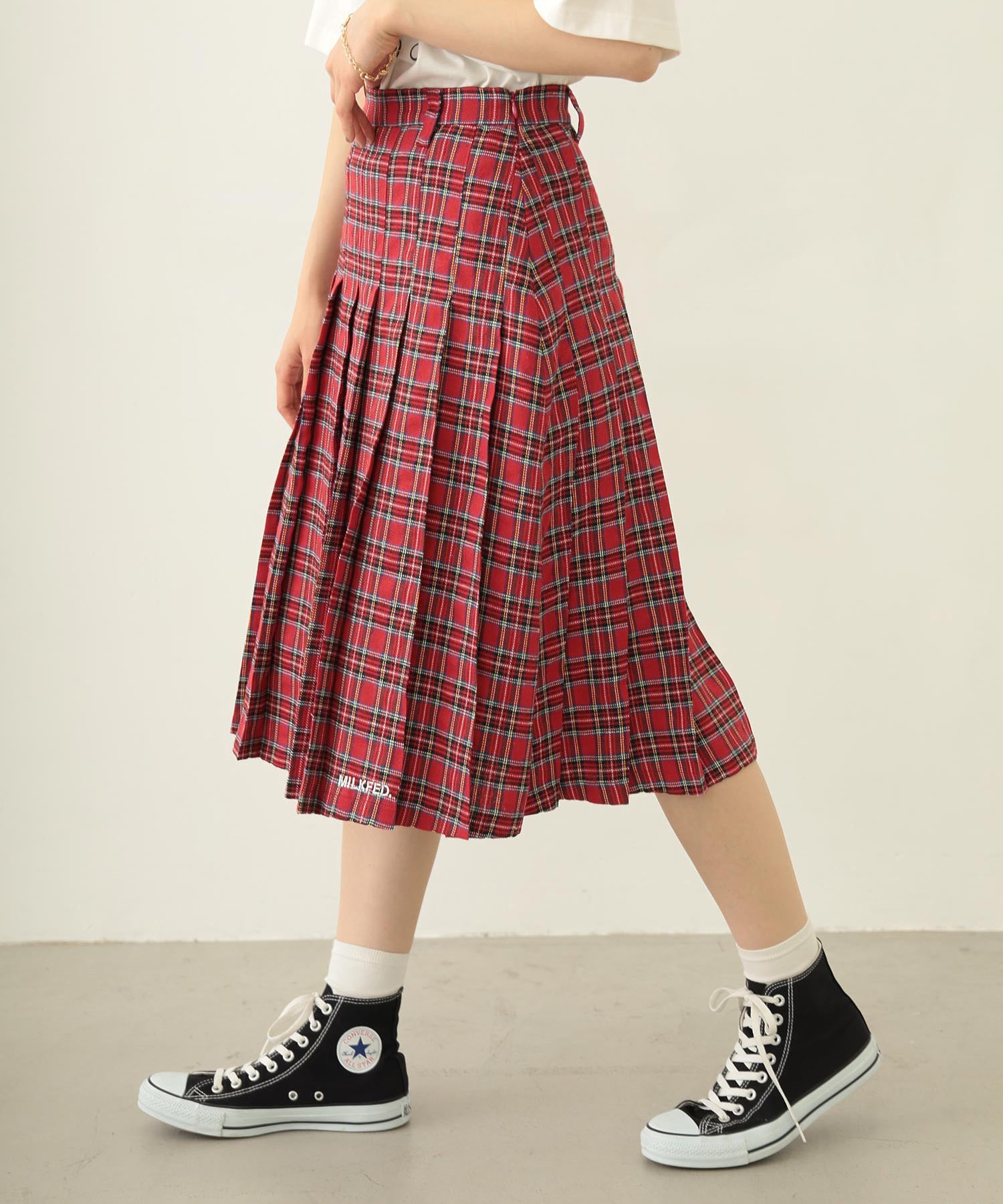 PLEATED PLAID SKIRT