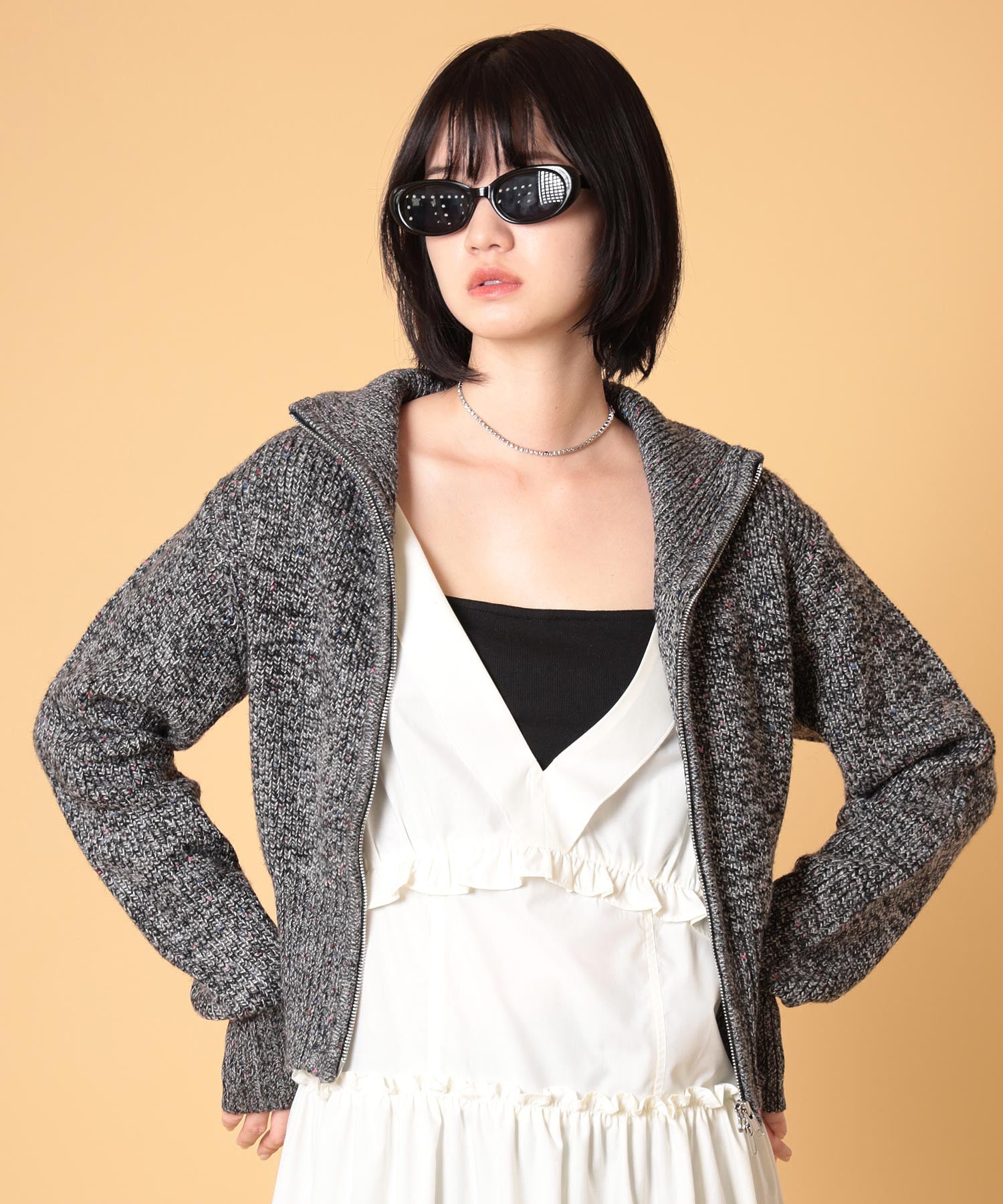 ネップジップアップセーター