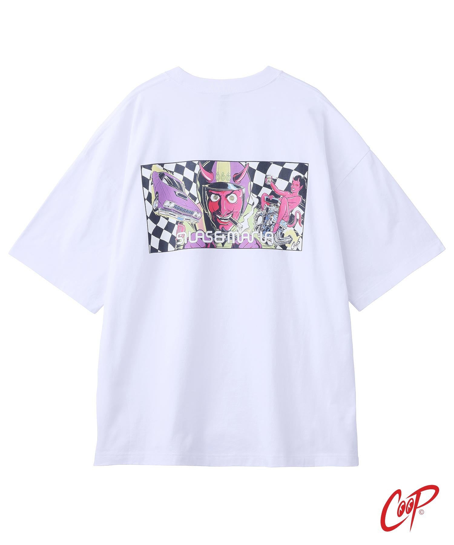 SILASxCOOP CHECKERED FLAG PRINT WIDE S/S TEE