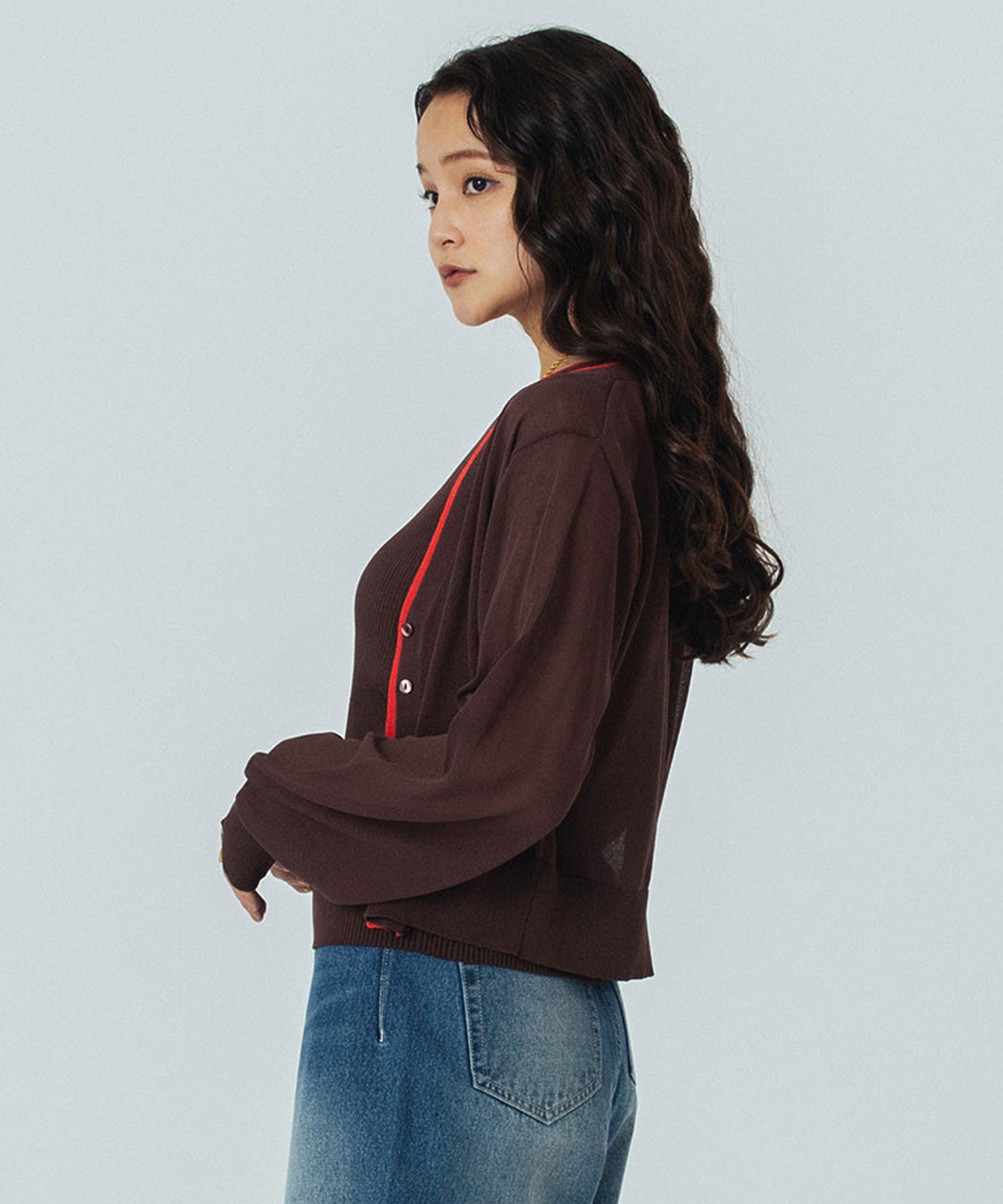 KNITTED RIB CARDIGAN