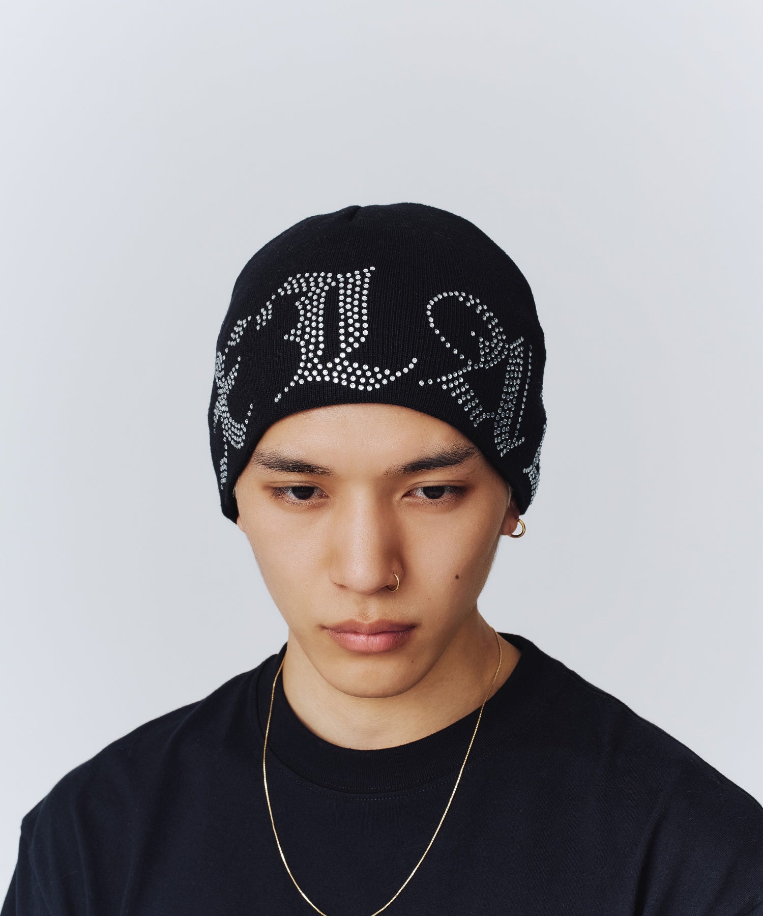 RHINESTONE LOGO KNIT CAP