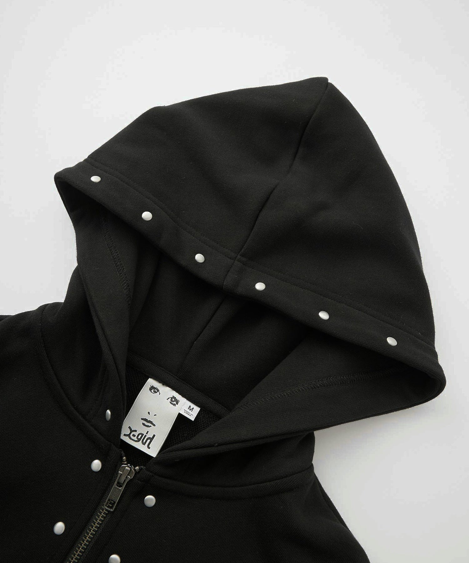 STUDDED ZIP UP SWEAT HOODIE