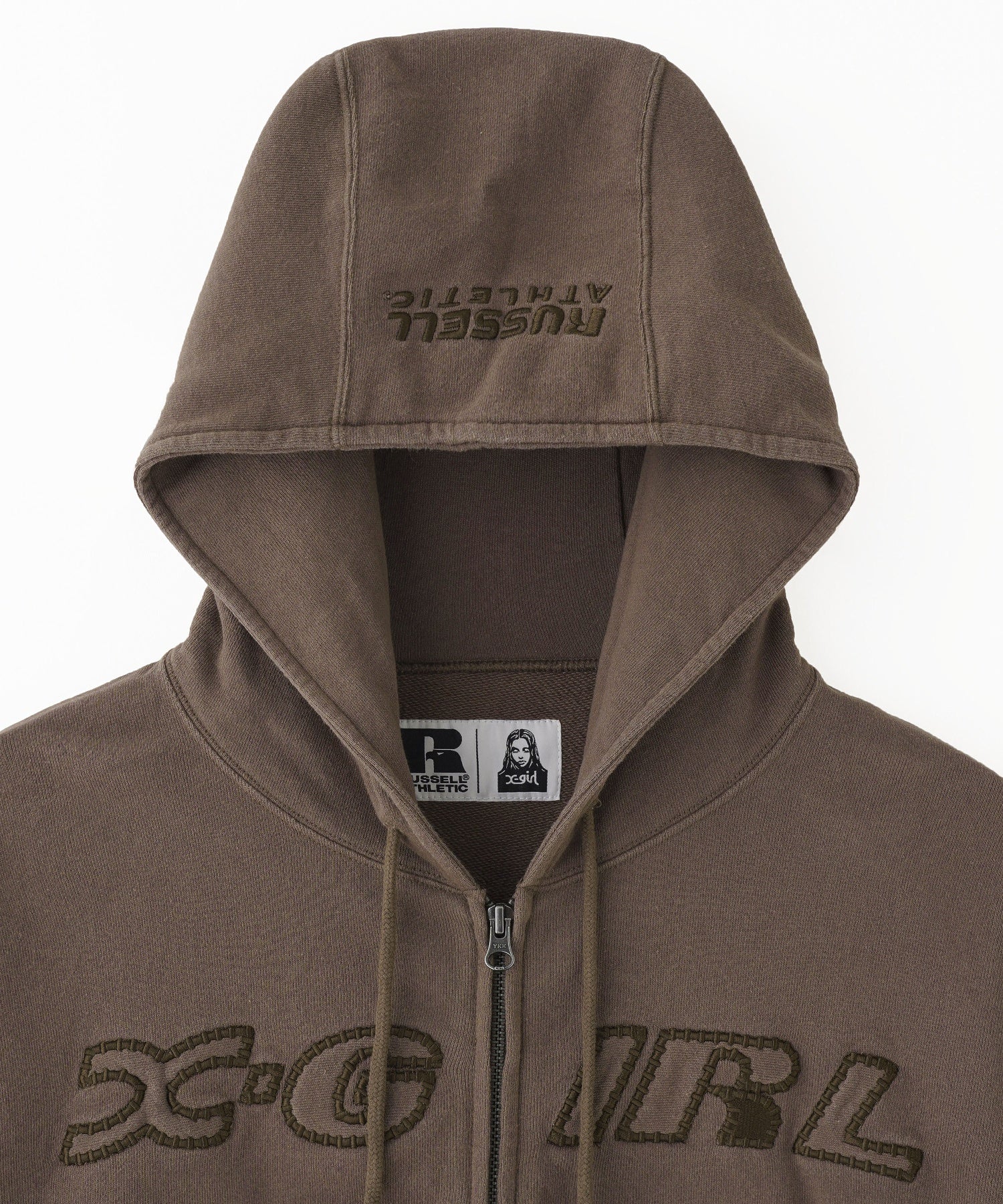 X-girl × Russell CROPPED ZIP UP HOODIE