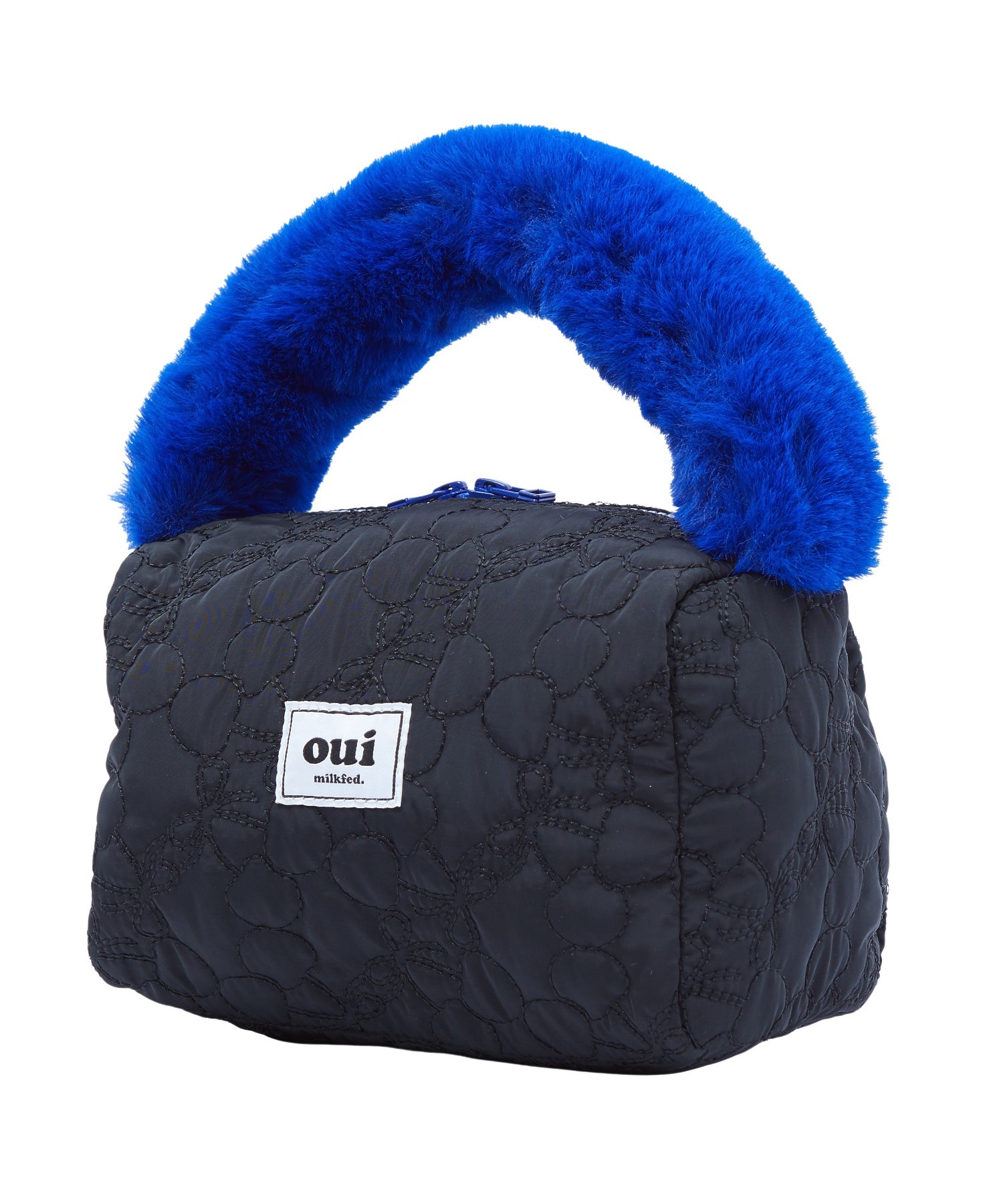 CHERRY QUILTED FUR HANDLE BAG