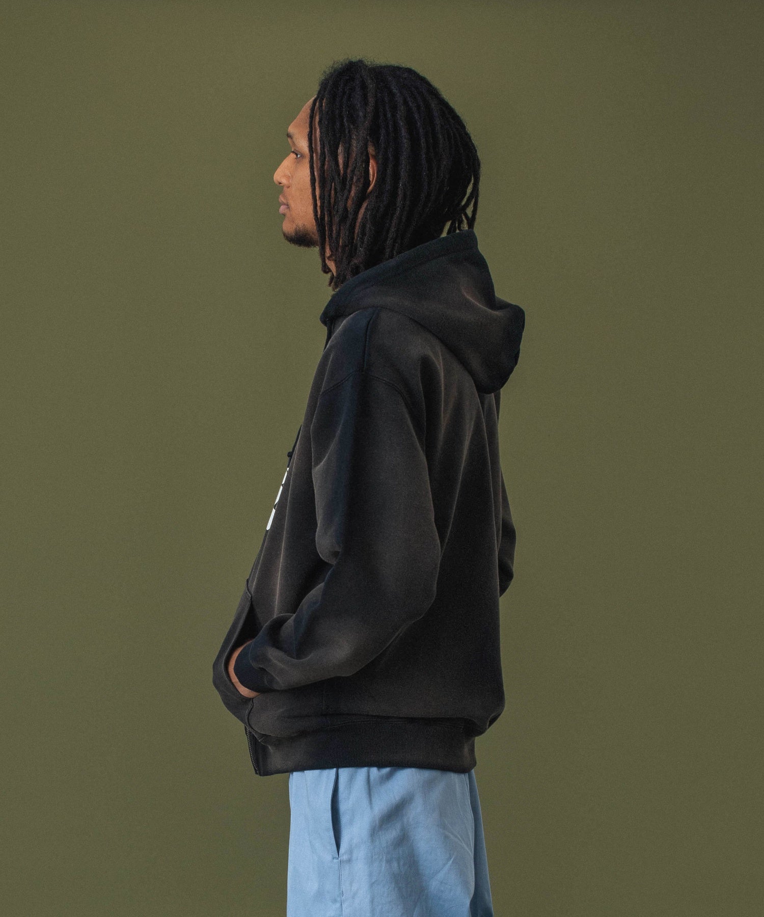 DISCHARGE PRINTED OG ZIP HOODED SWEATSHIRT
