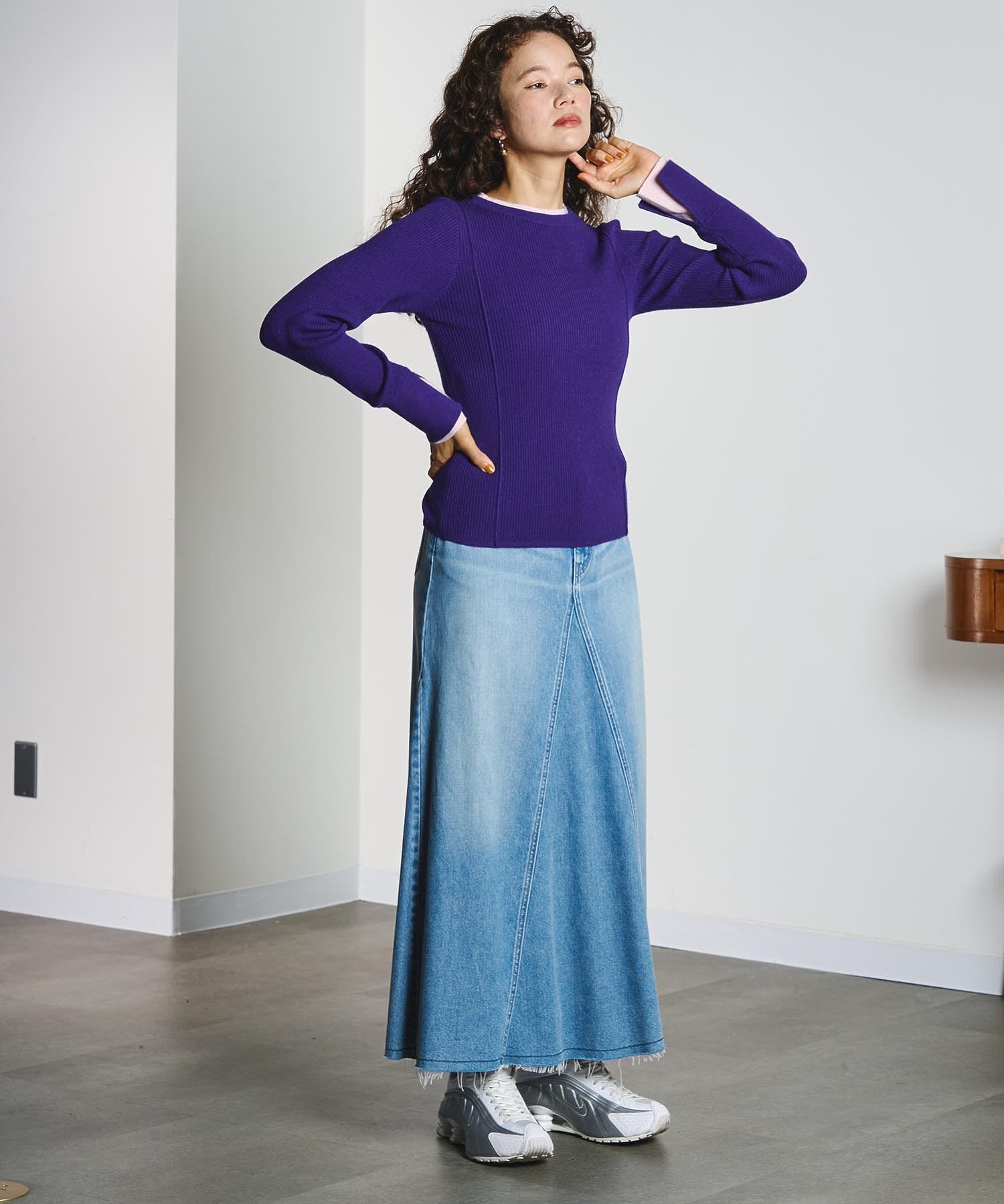 PANEL DENIM LONG SKIRT