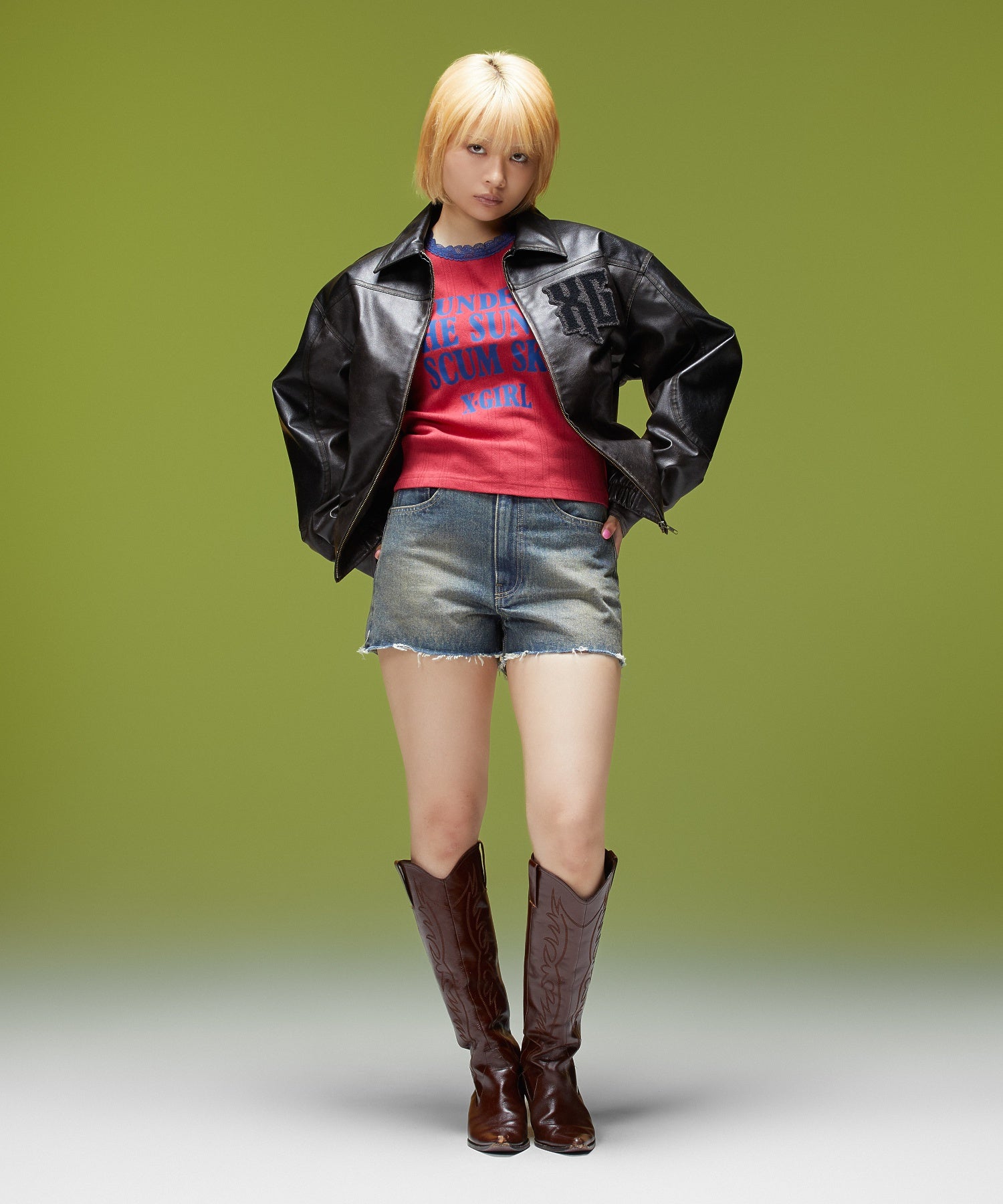 FAUX LEATHER LOGO PATCH JACKET