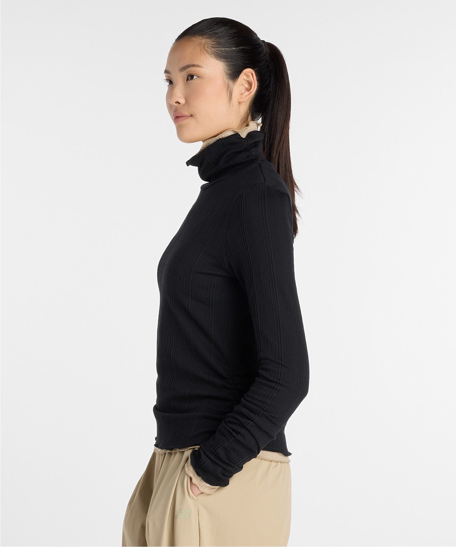 NEW BALANCE/ニューバランス/W NB Grey COLOR BLOCK L/S TOP WT61O1JA