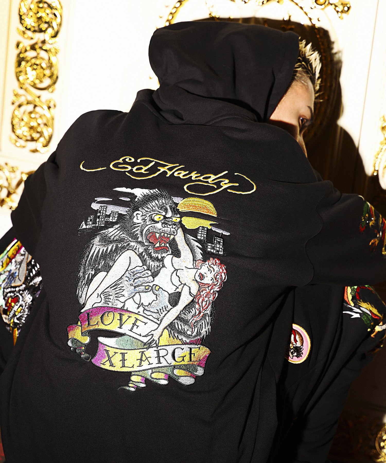 XLARGE×ED HARDY ZIP HOODED SWEATSHIRT