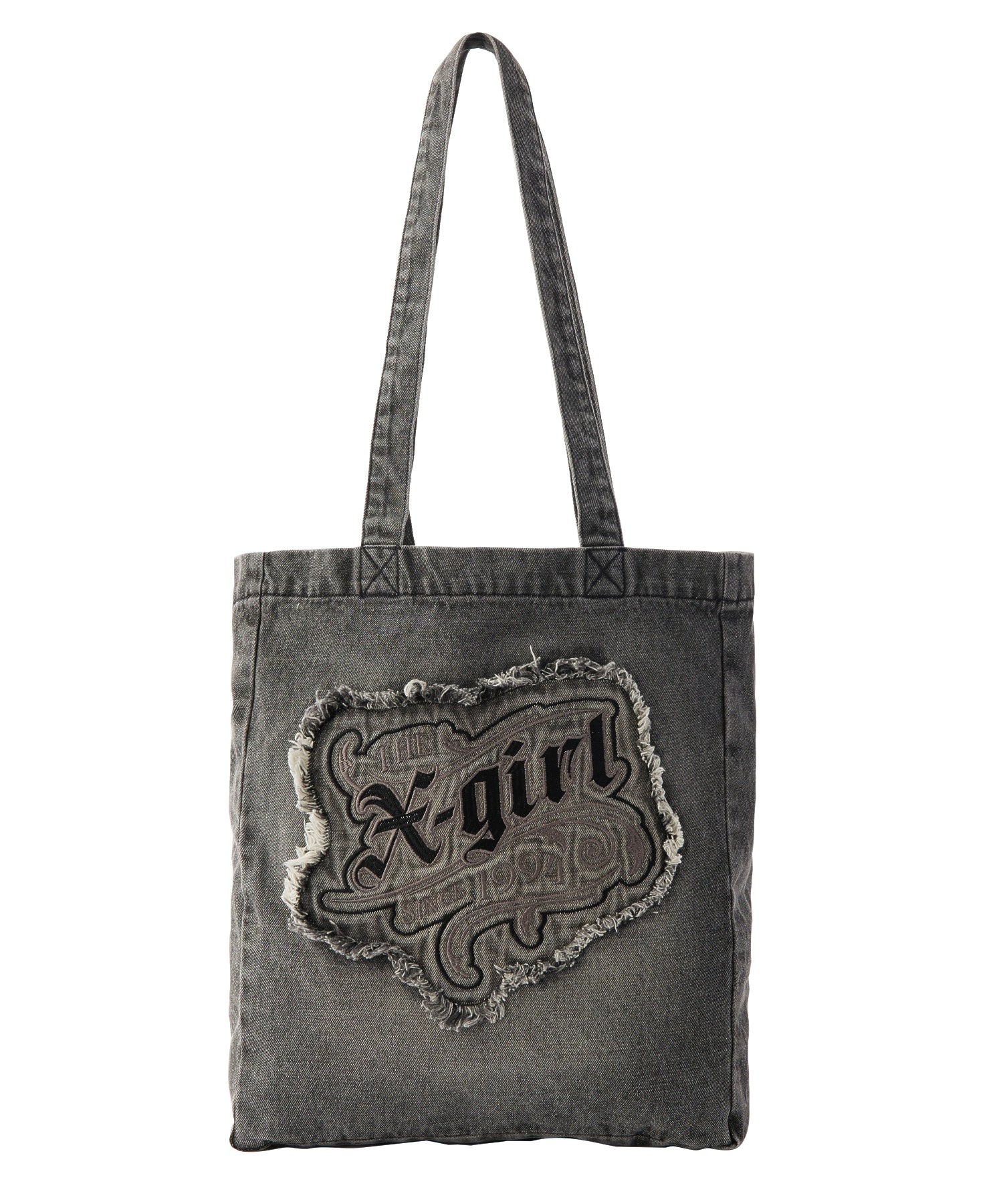 FADED LOGO PATCH DENIM TOTE BAG