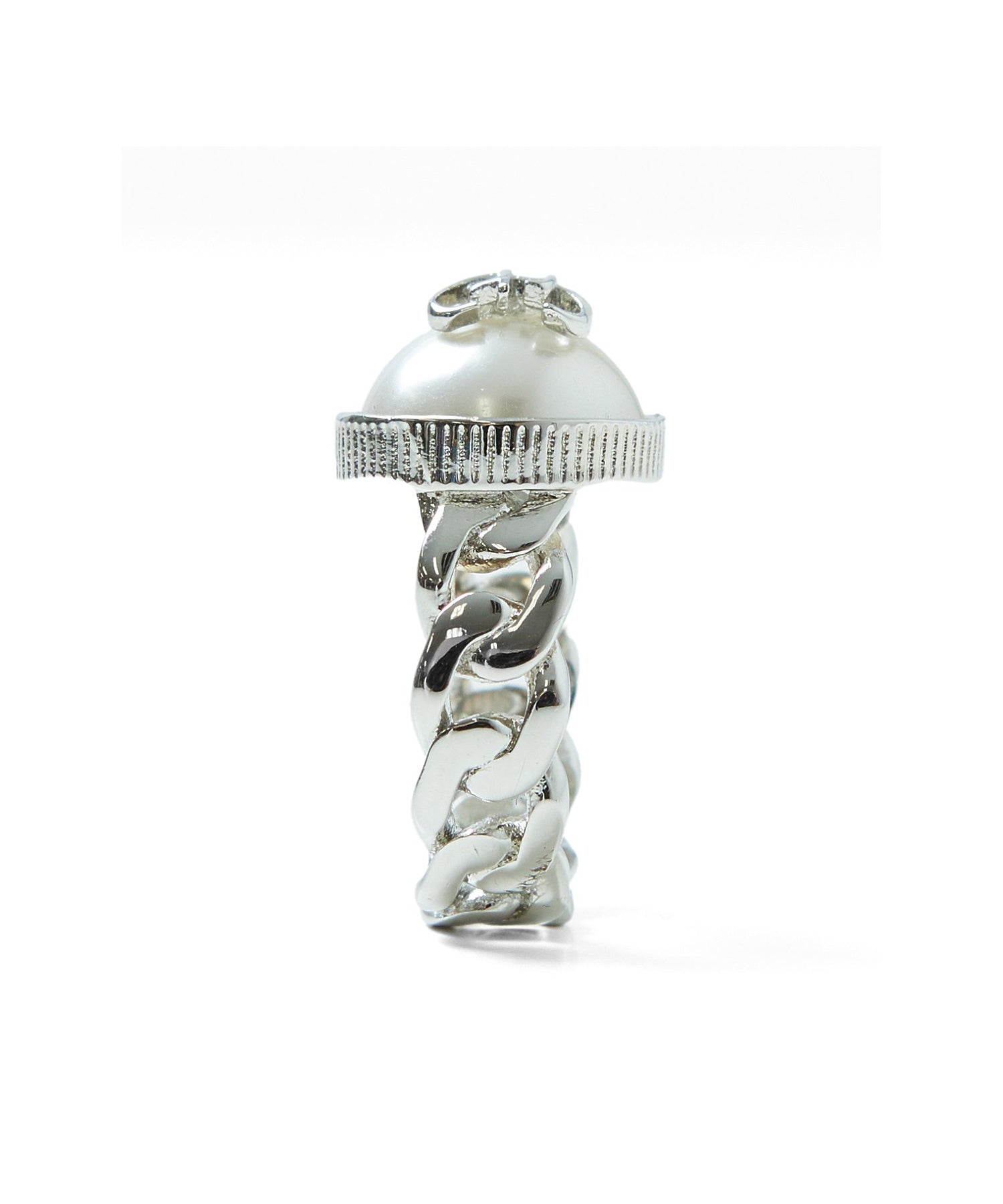 FAUX PEARL EMBLEM LOGO RING