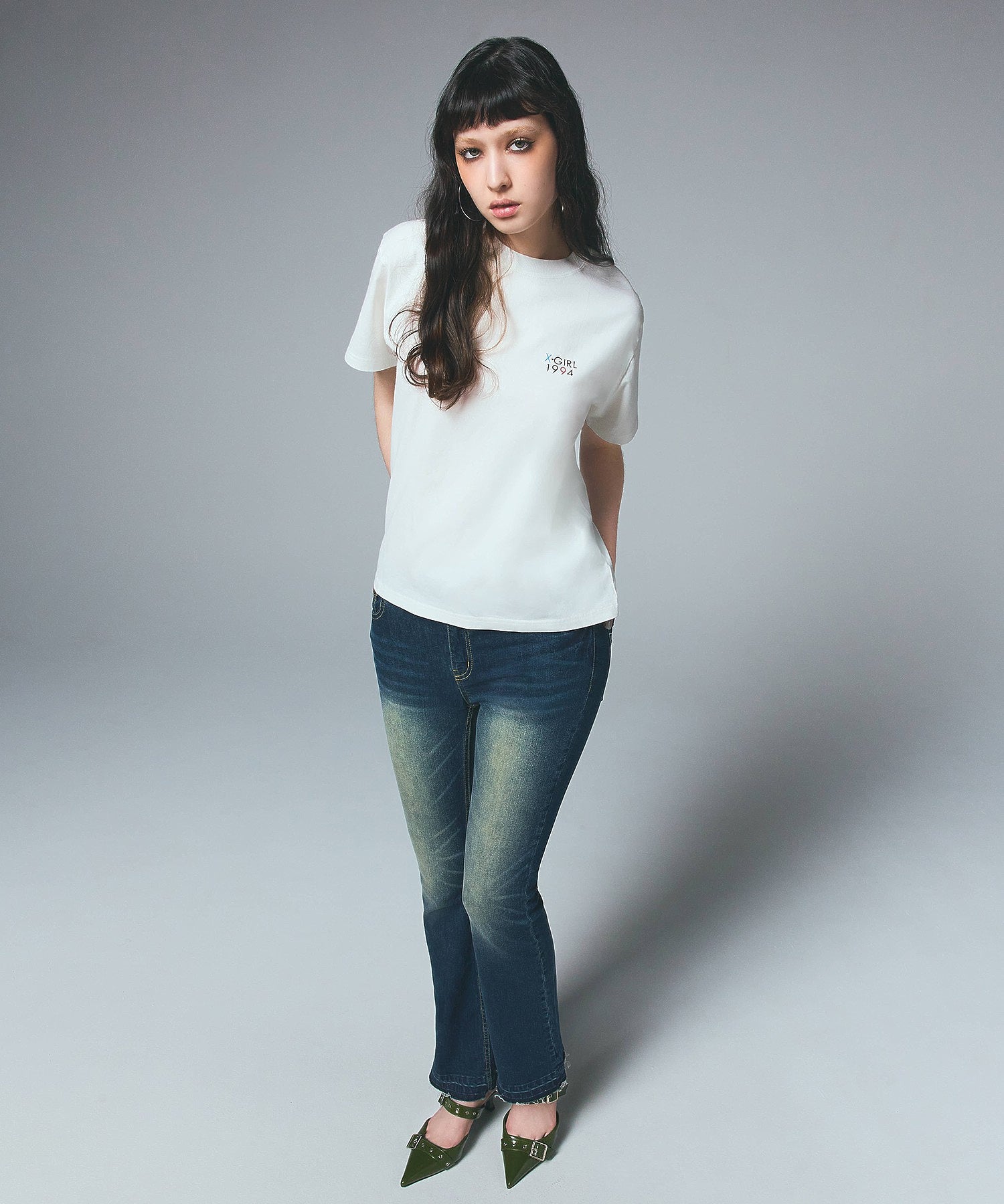 BUTTERFLY POCKET SKINNY DENIM PANTS