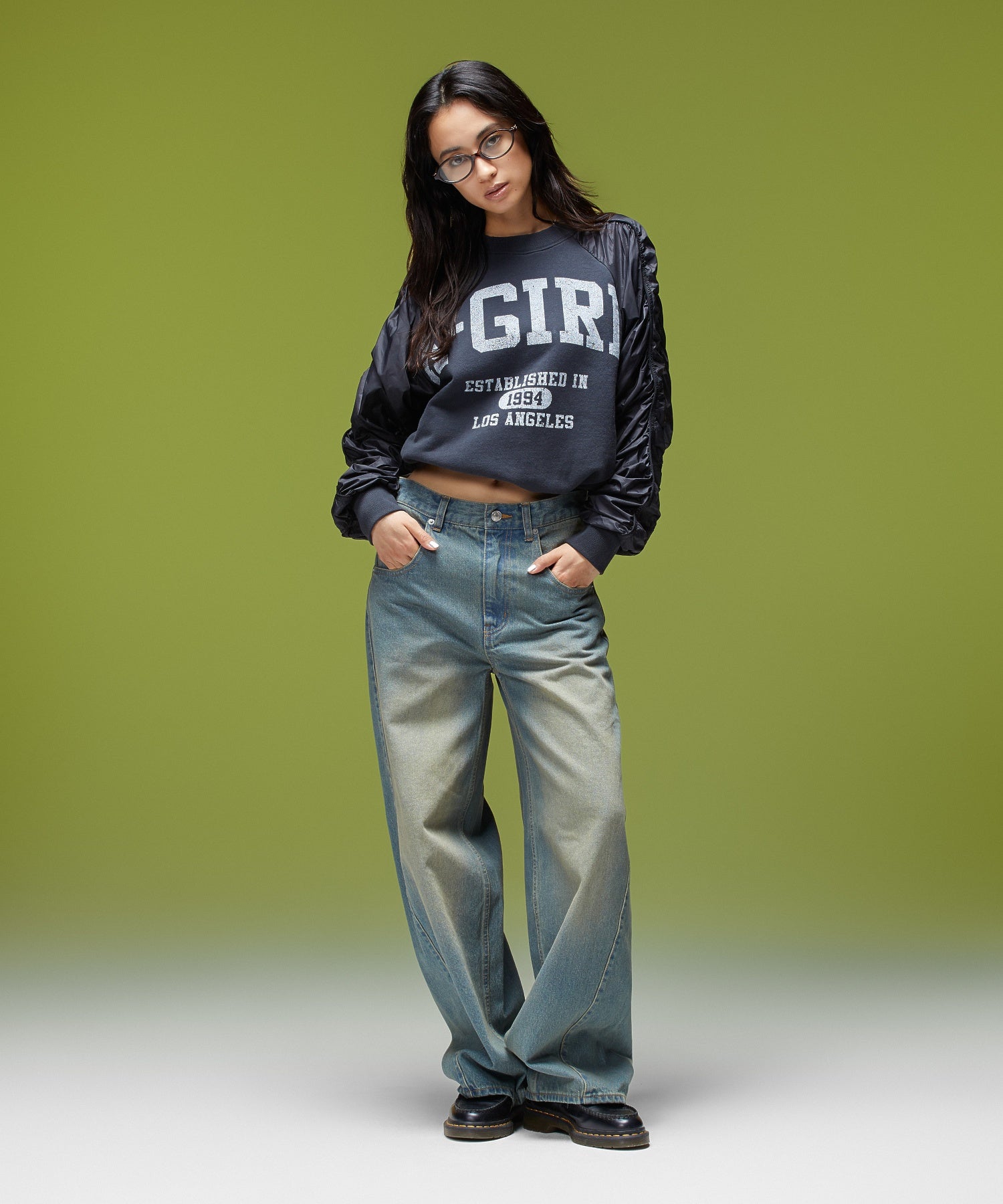 JERSEY MIX CREWNECK TOP
