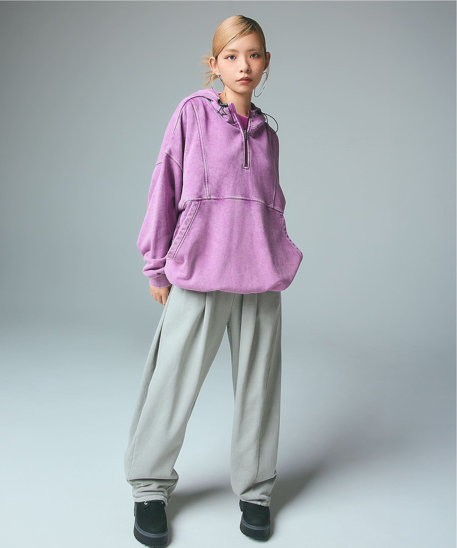 FADED FACE LABEL ANORAK SWEAT HOODIE