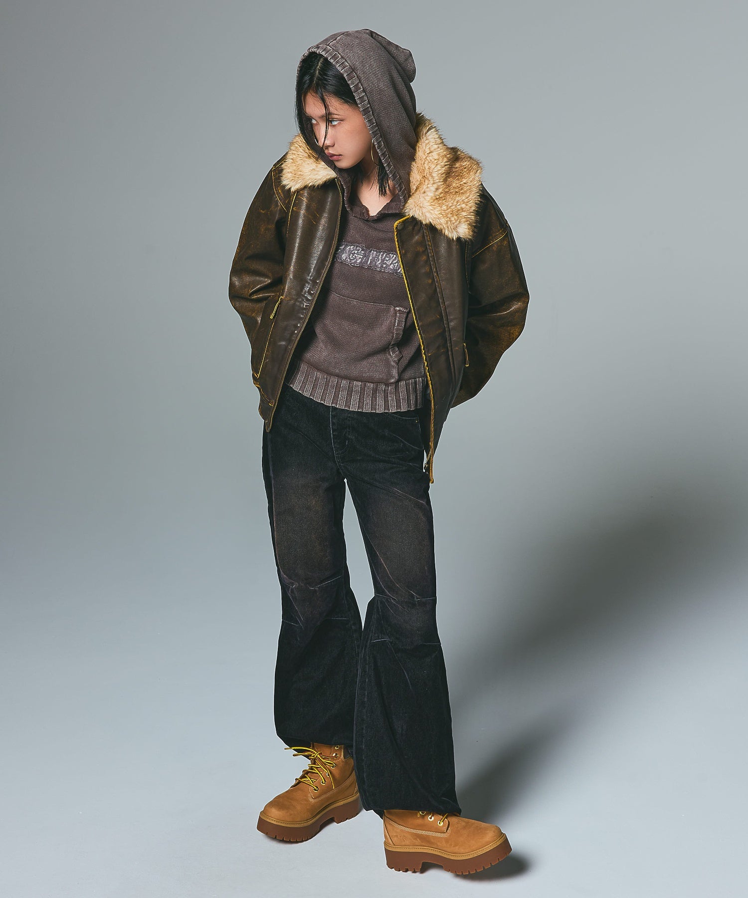 FLOCKED DENIM FLARE PANTS