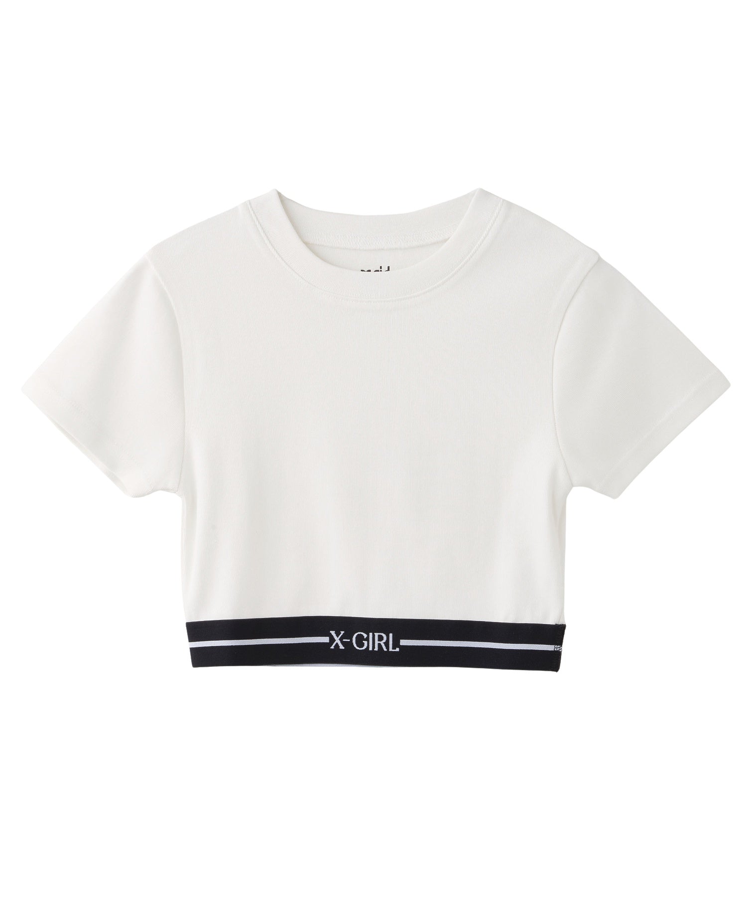 LOGO AND STRIPE CROPPED S/S TOP