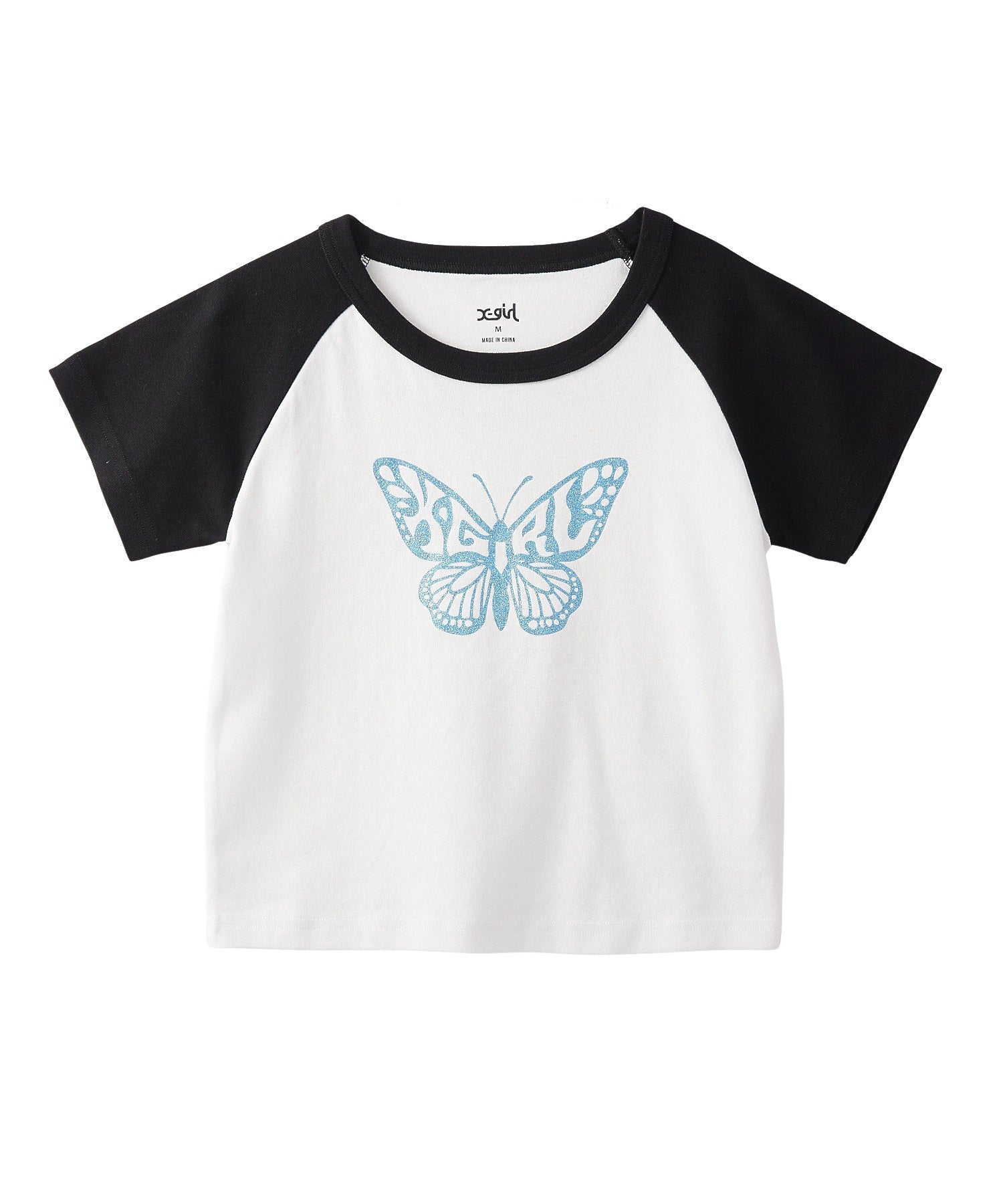 GLITTER BUTTERFLY RAGLAN S/S BABY TEE
