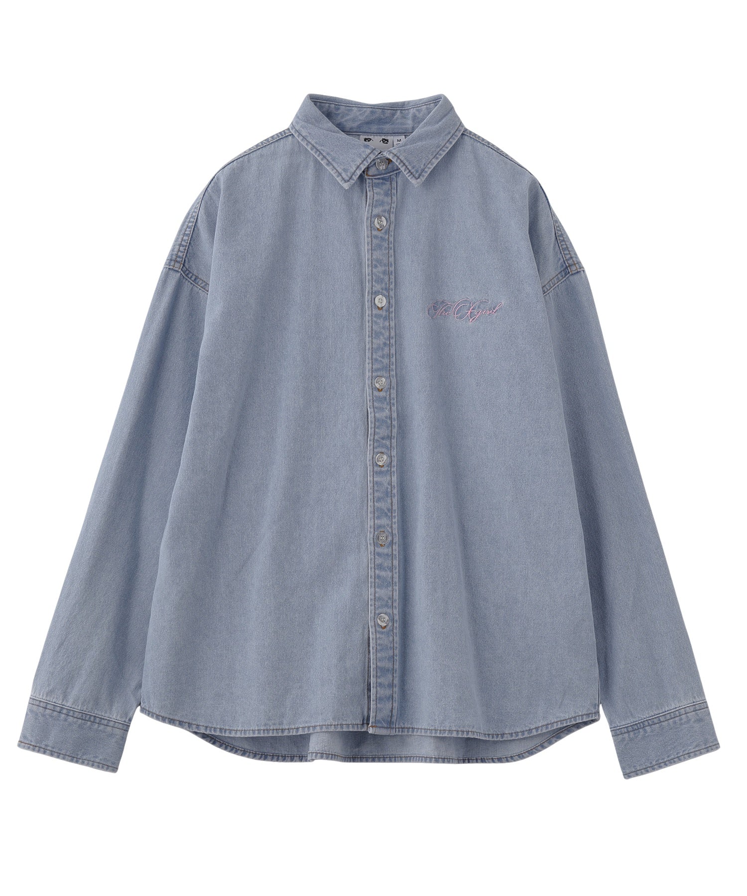 SCRIPT LOGO BLEACHED DENIM SHIRT