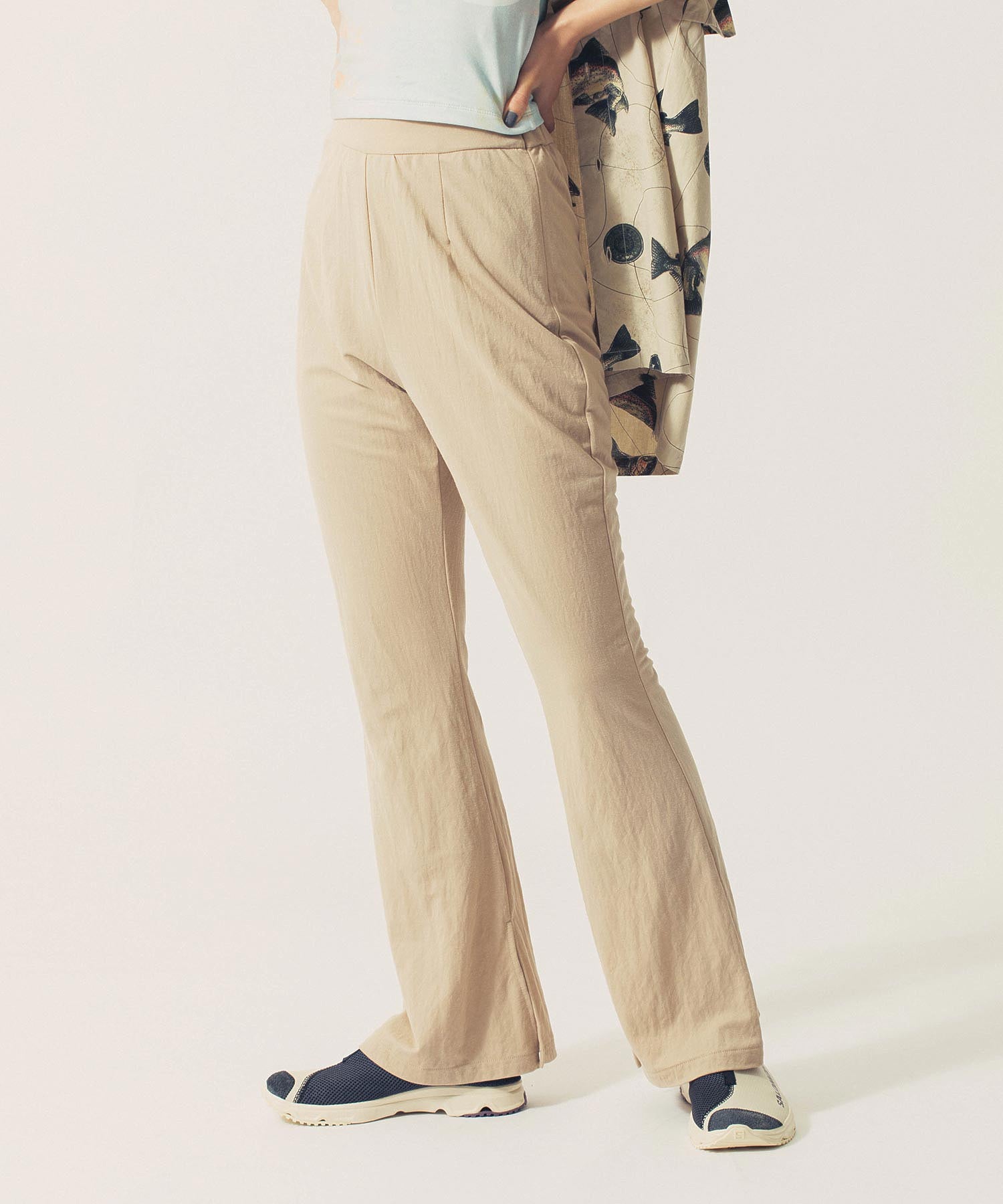 CLANE /クラネ/ SOFT JERSEY FLARE PANTS 12110-7162