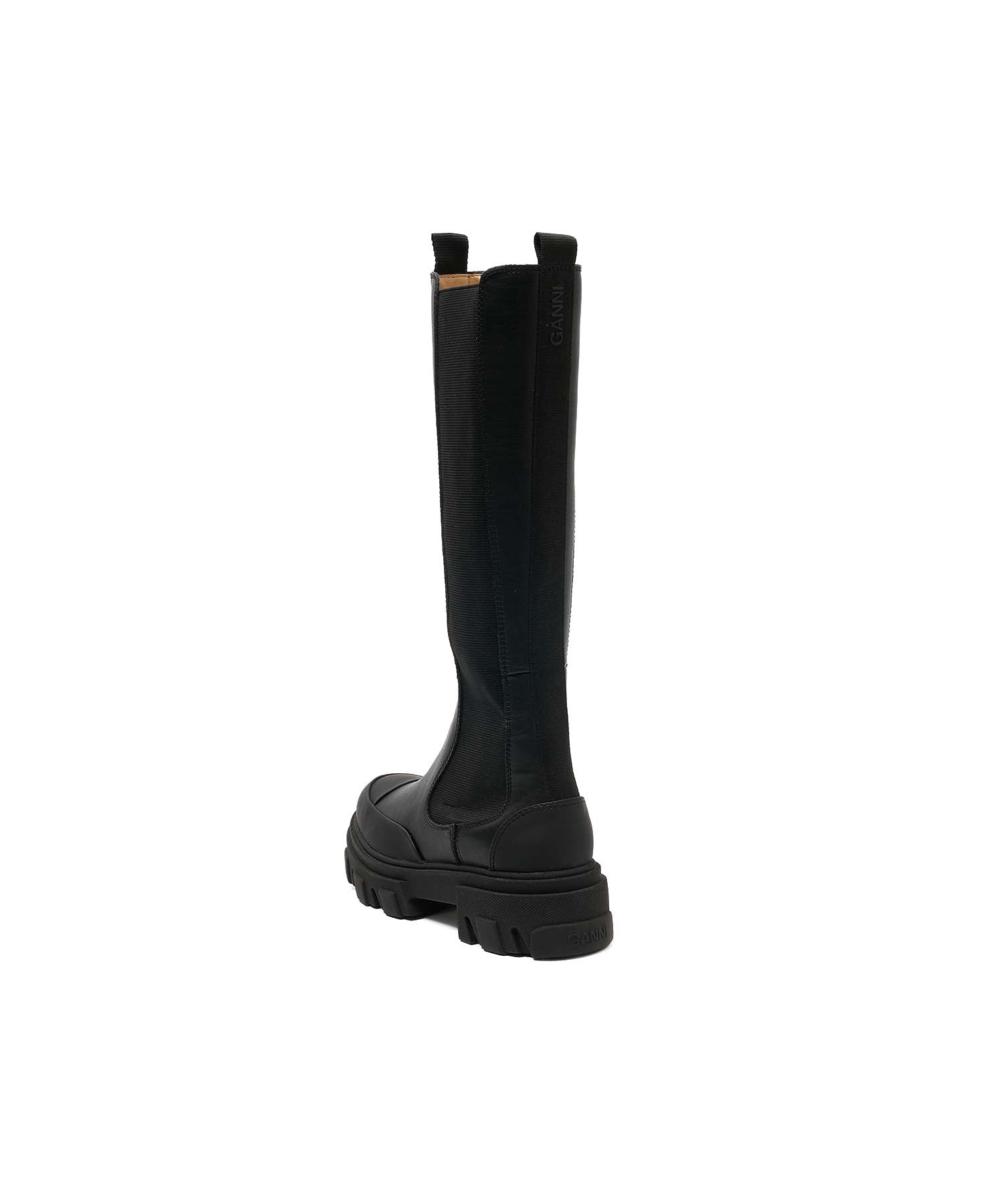 GANNI/CLEATED HIGH CHELSEA BOOT BLACK STITCH