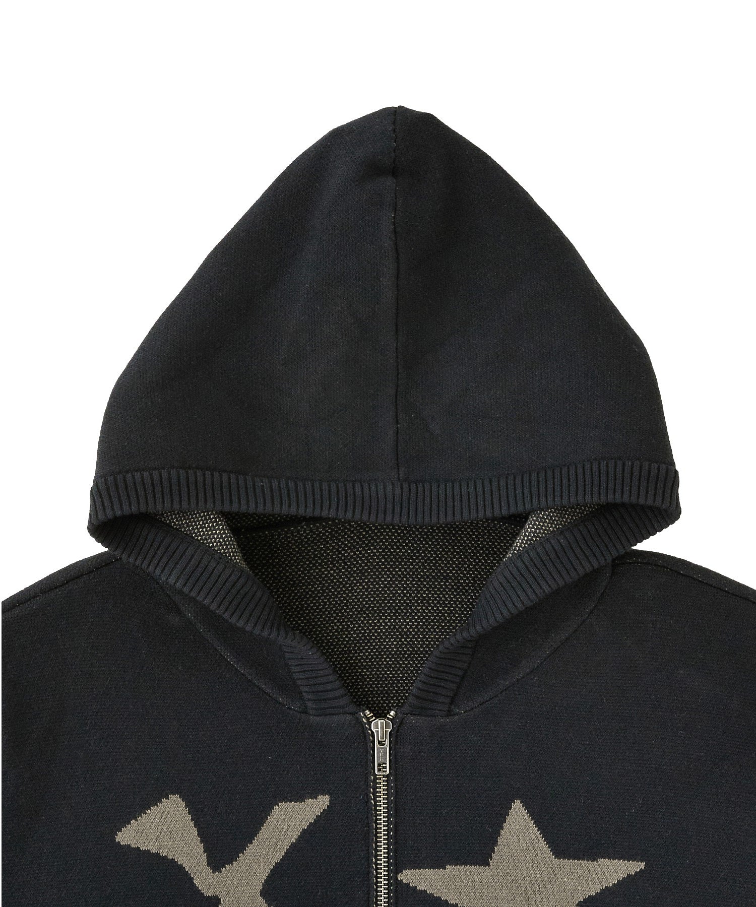JACQUARD KNIT ZIP UP HOODIE