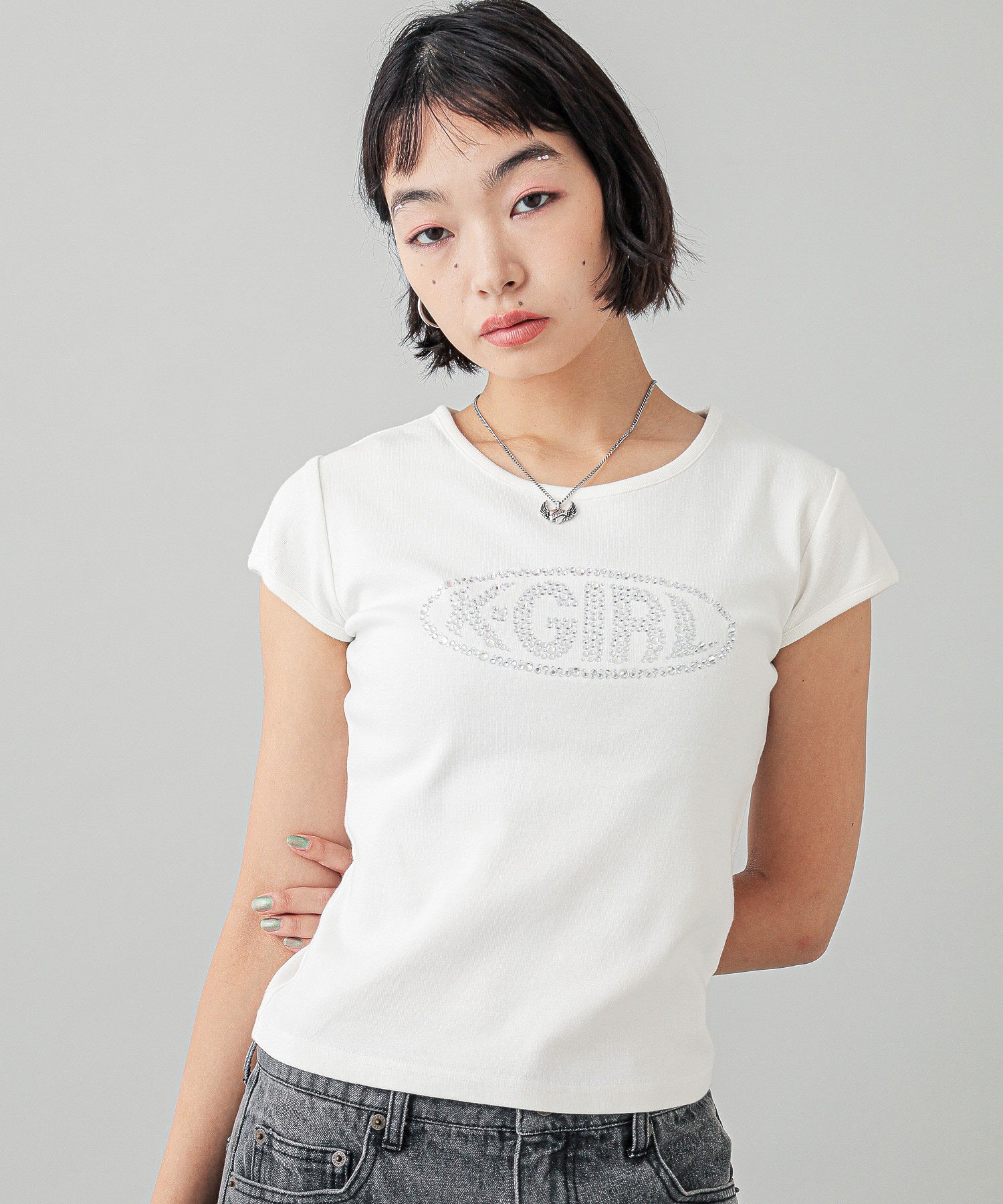 RHINESTONE OVAL LOGO S/S BABY TEE