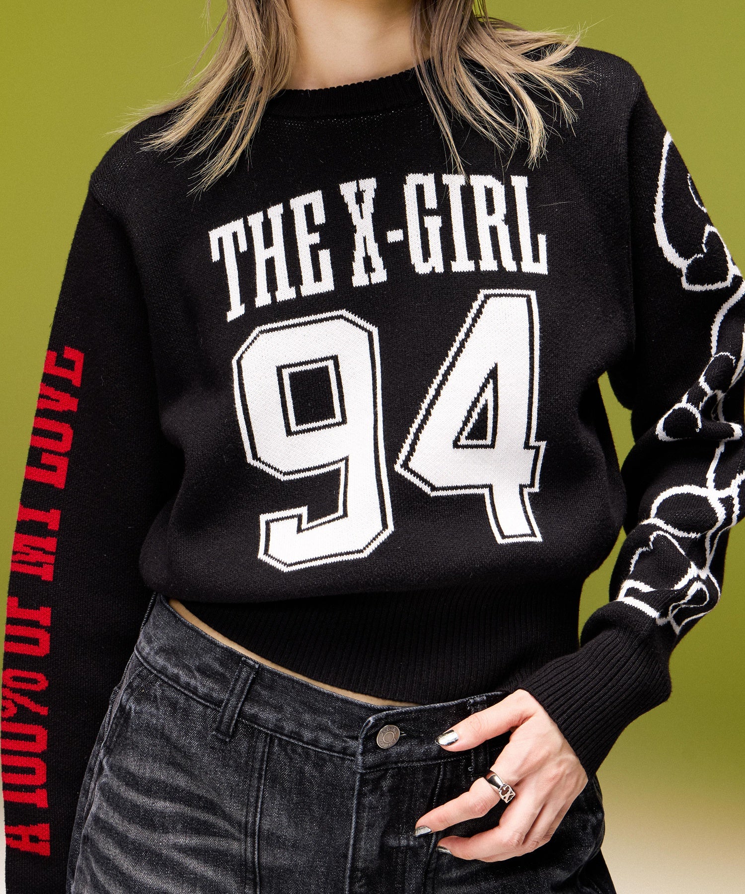 NUMBER JACQUARD COMPACT KNIT TOP