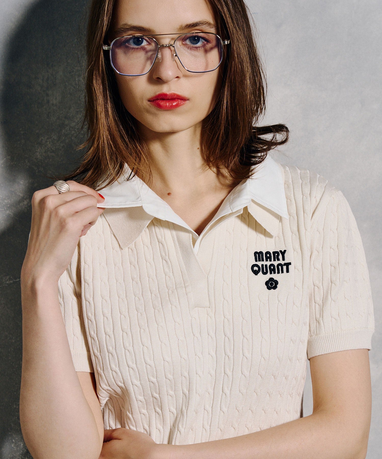 【ROSE BUD別注】MARY QUANT/LAYERED POLO KNIT
