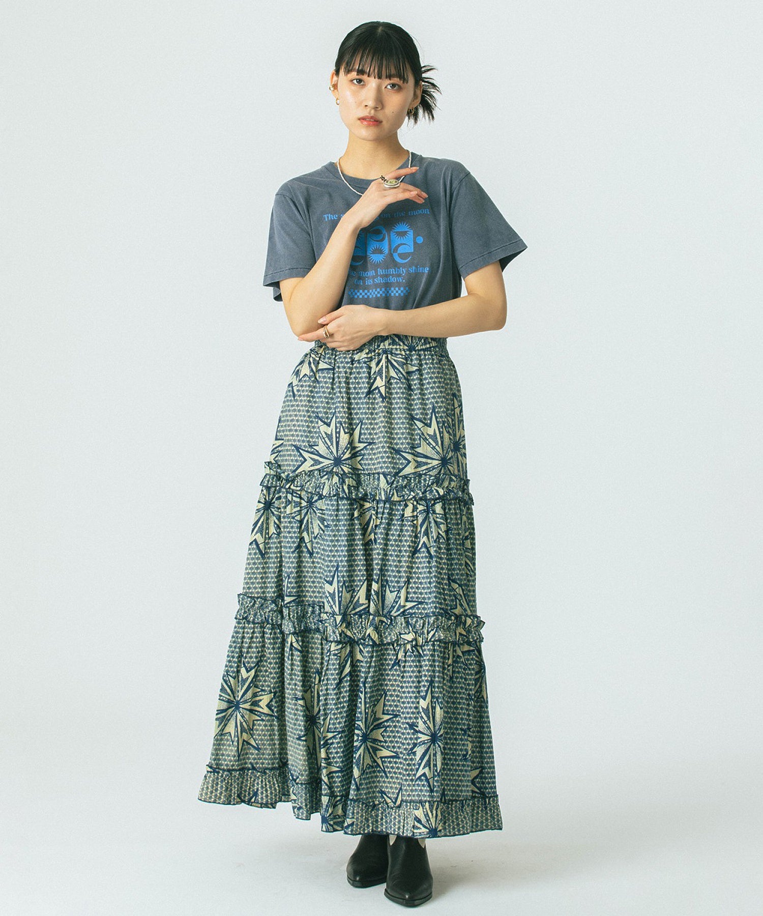 mag.by c/PRINT TIERED SKIRT
