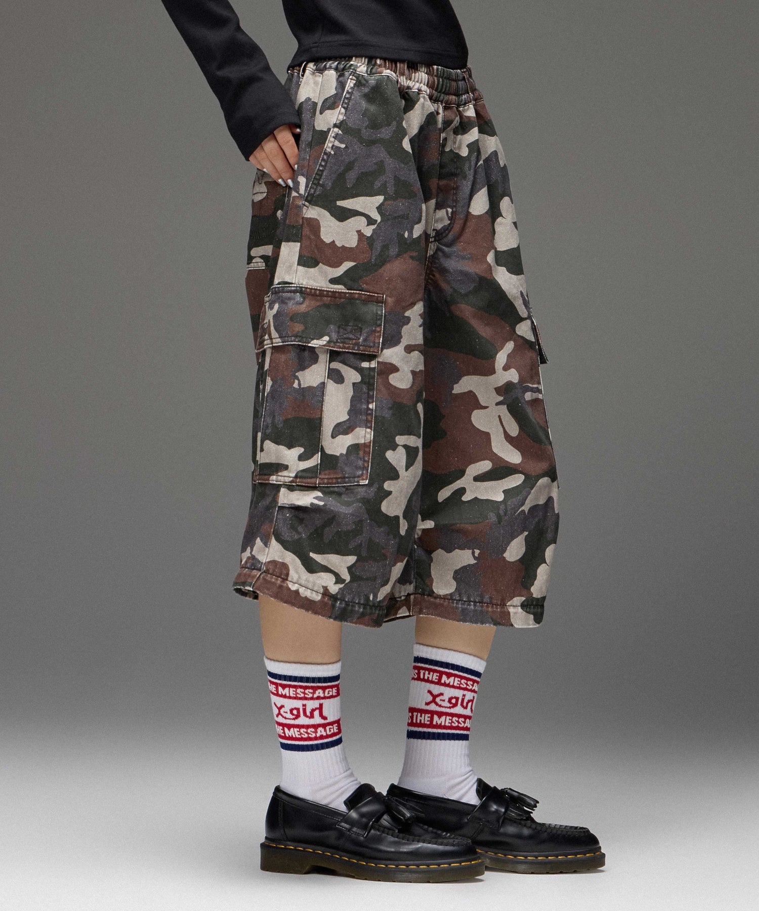 JERSEY MIX 2WAY WIDE LEG CARGO PANTS