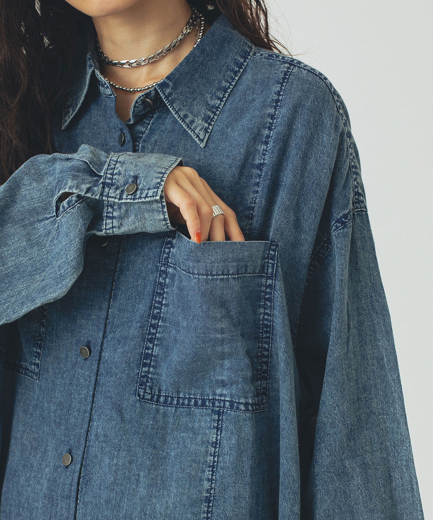 【WEB・一部店舗限定】DENIM LIKE SHIRT DRESS