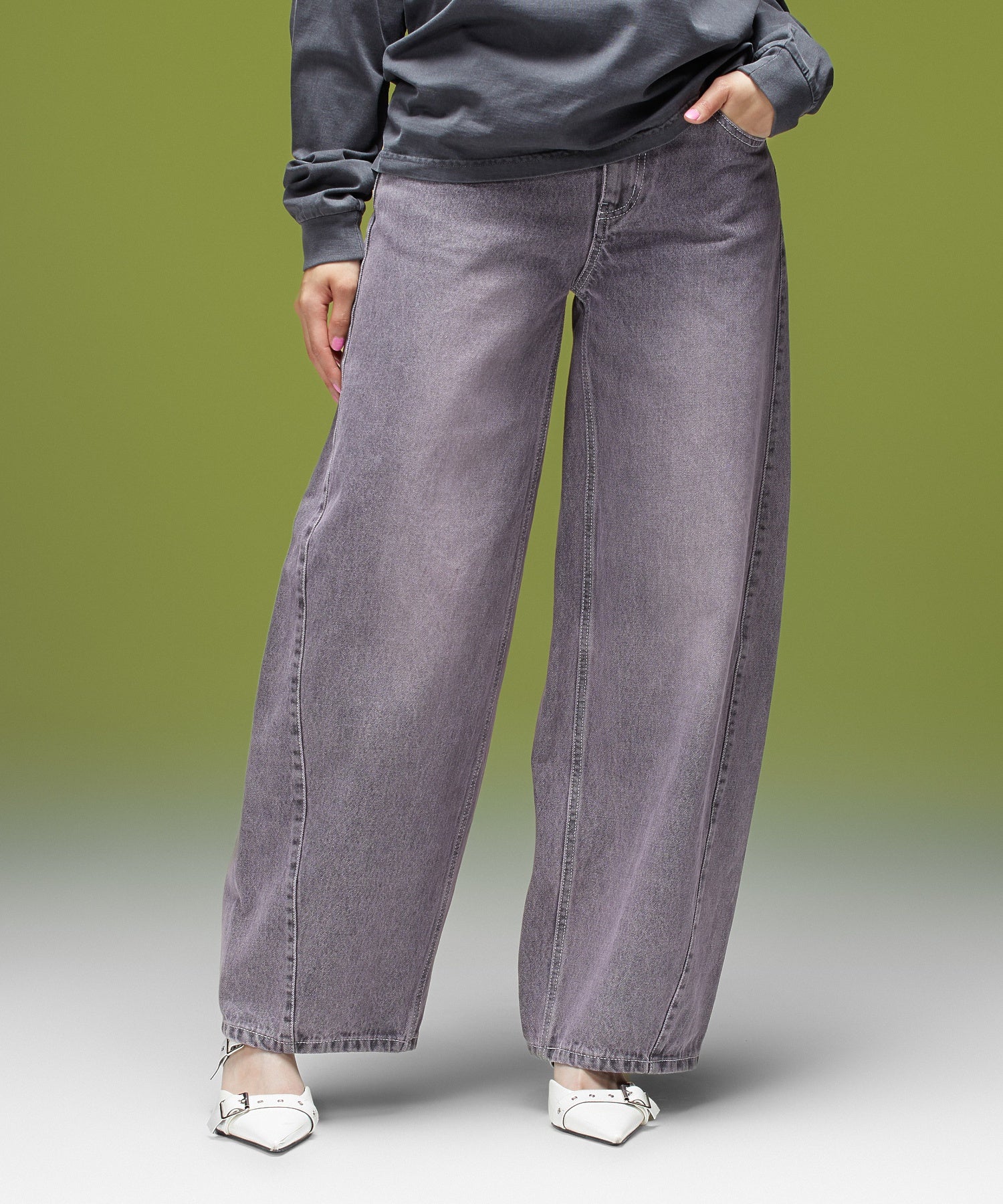 LOGO MARK STITCHED DENIM PANTS