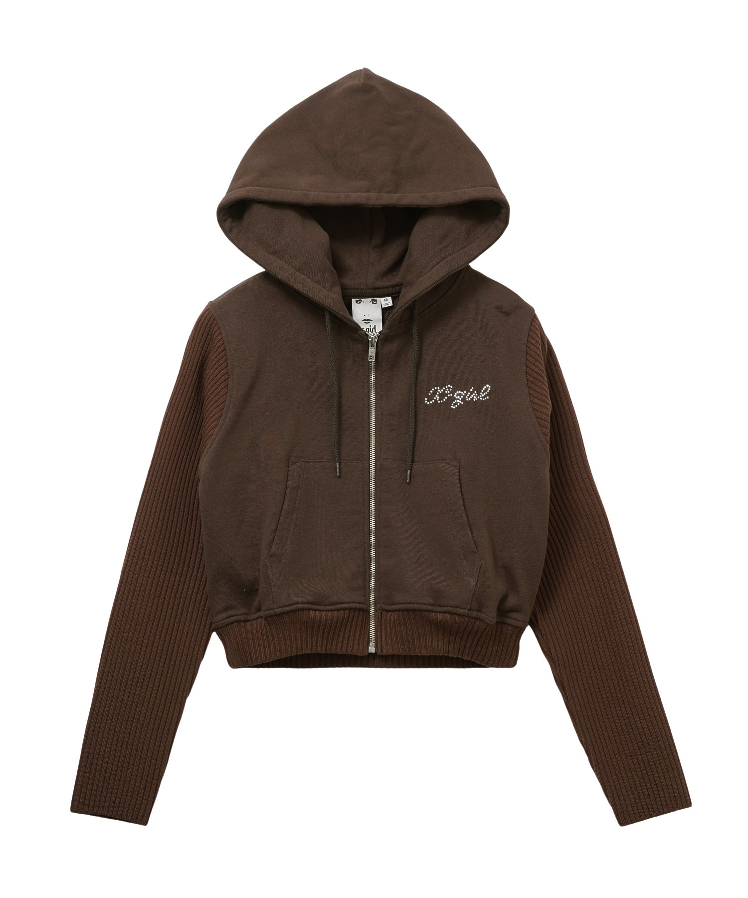 SWEAT AND KNIT ZIP UP HOODIE