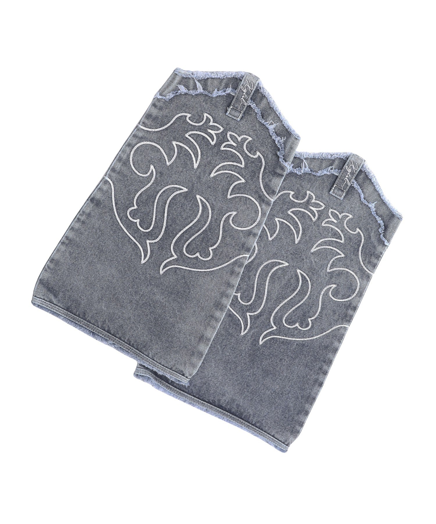 EMBROIDERED DENIM LEG WARMER