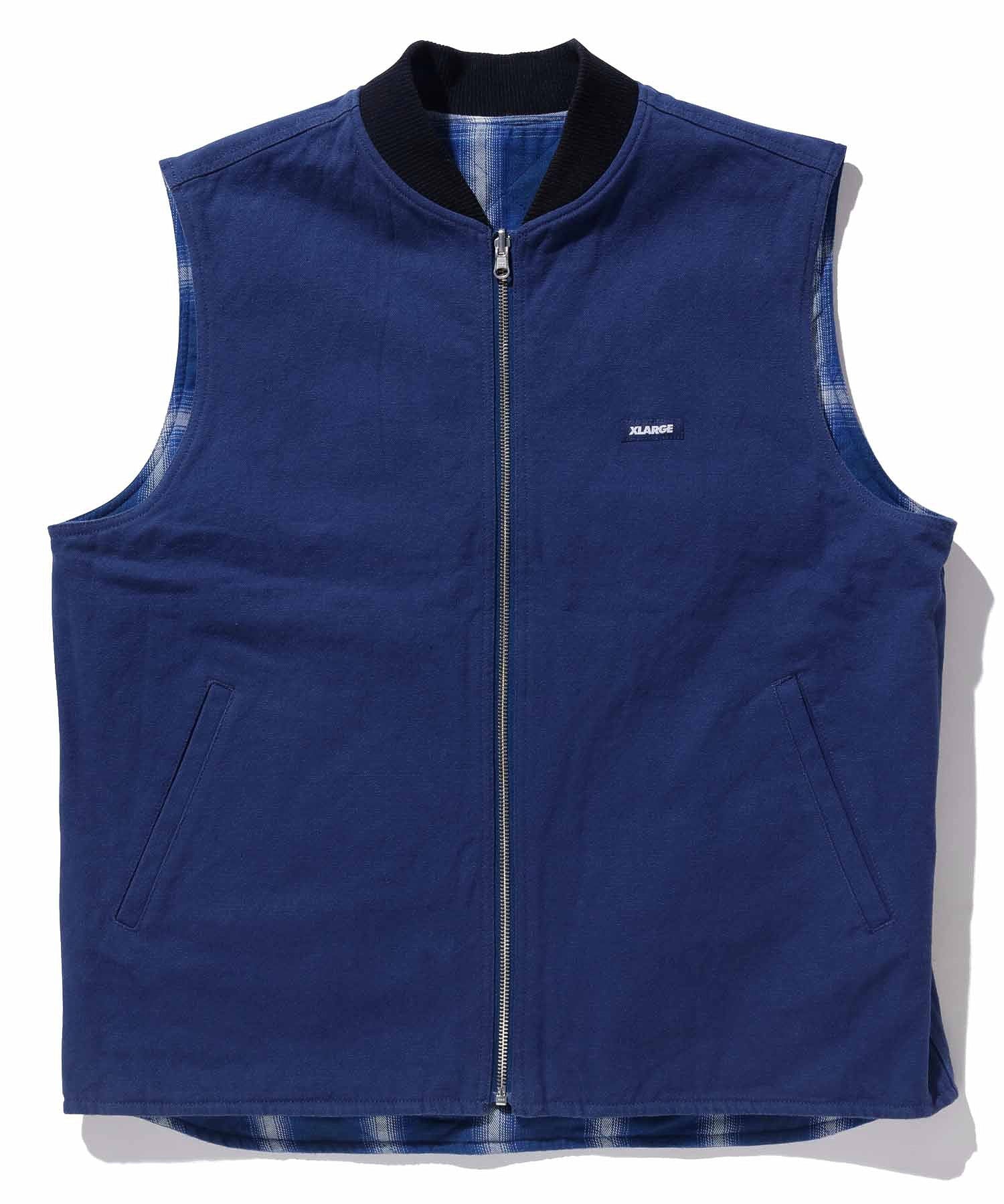 OMBRE PLAID REVERSIBLE VEST XLARGE