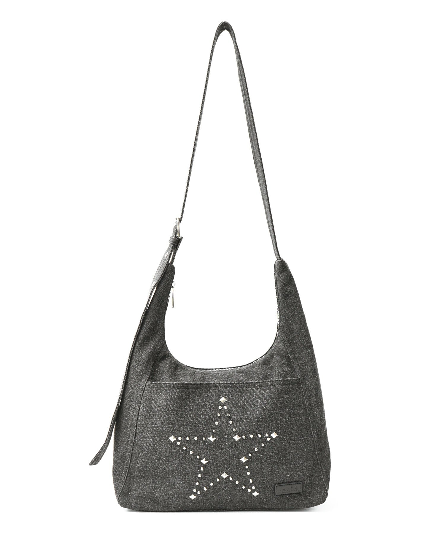 STUDDED DENIM SHOULDER BAG