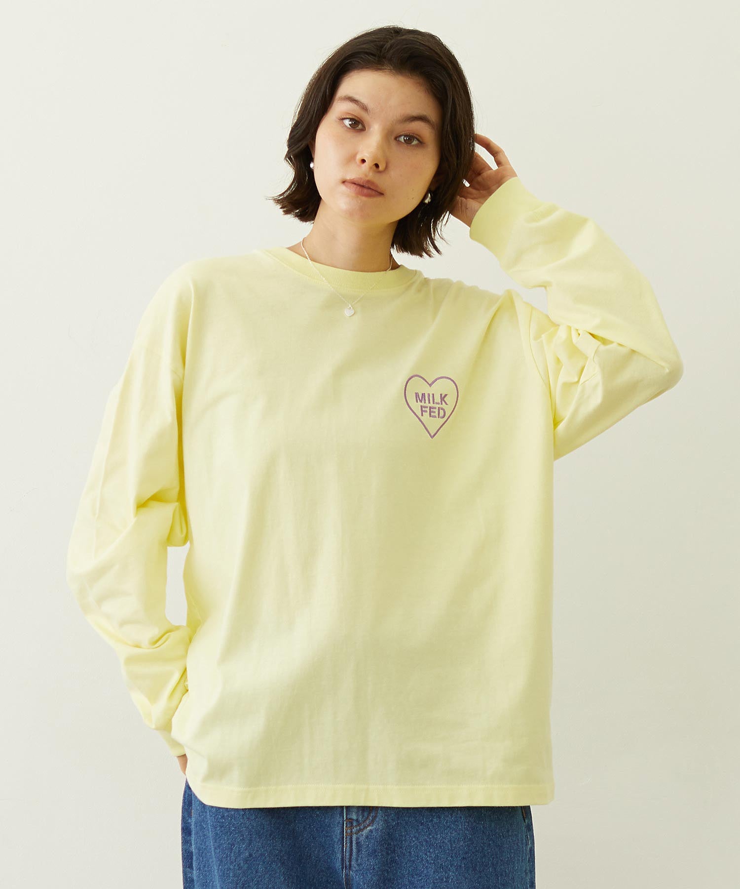 MILKFED. PLAID LOGO L/S TEE