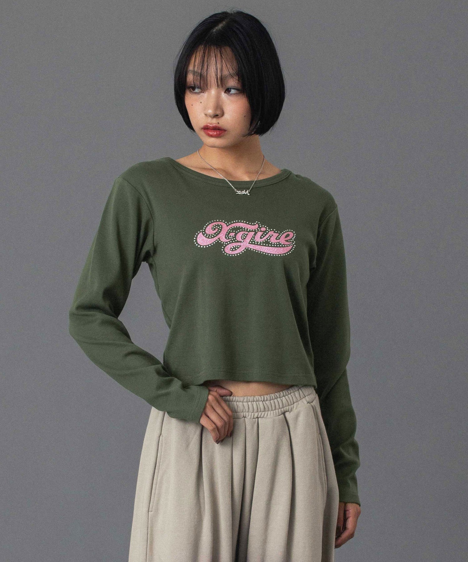 RHINESTONE AND GLITTER LOGO L/S BABY TEE