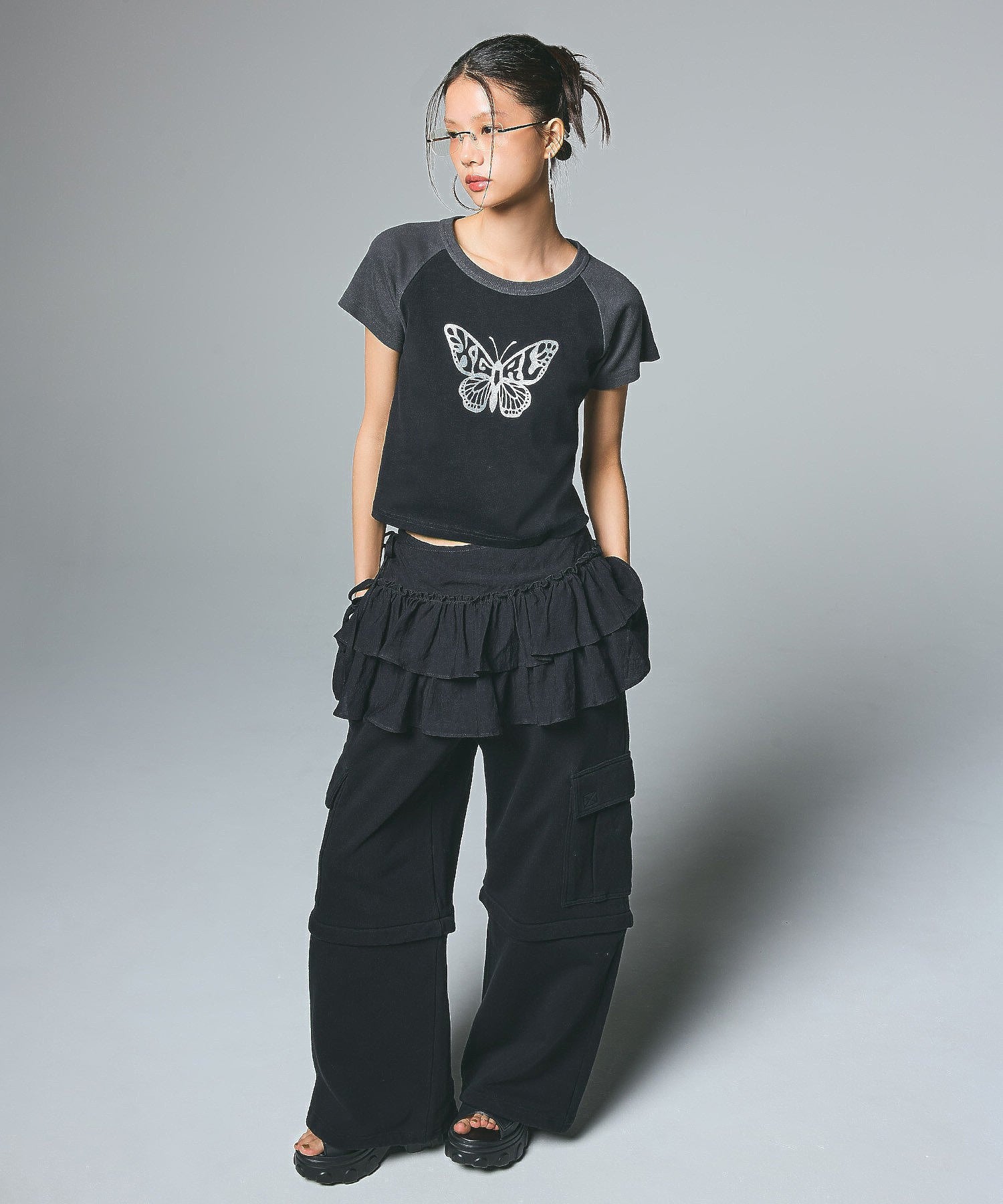2WAY WIDE LEG CARGO SWEAT PANTS