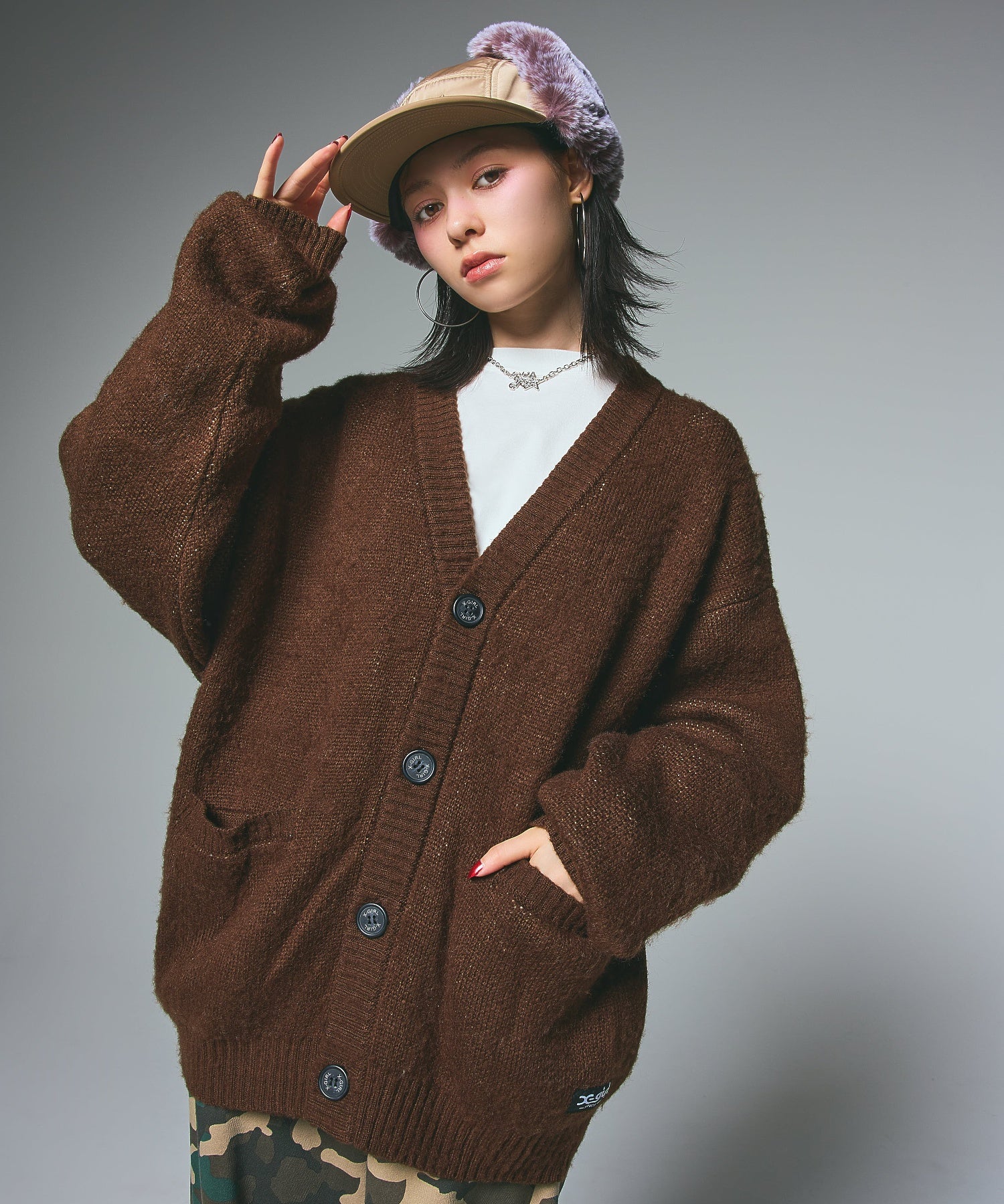 FACE JACQUARD KNIT CARDIGAN