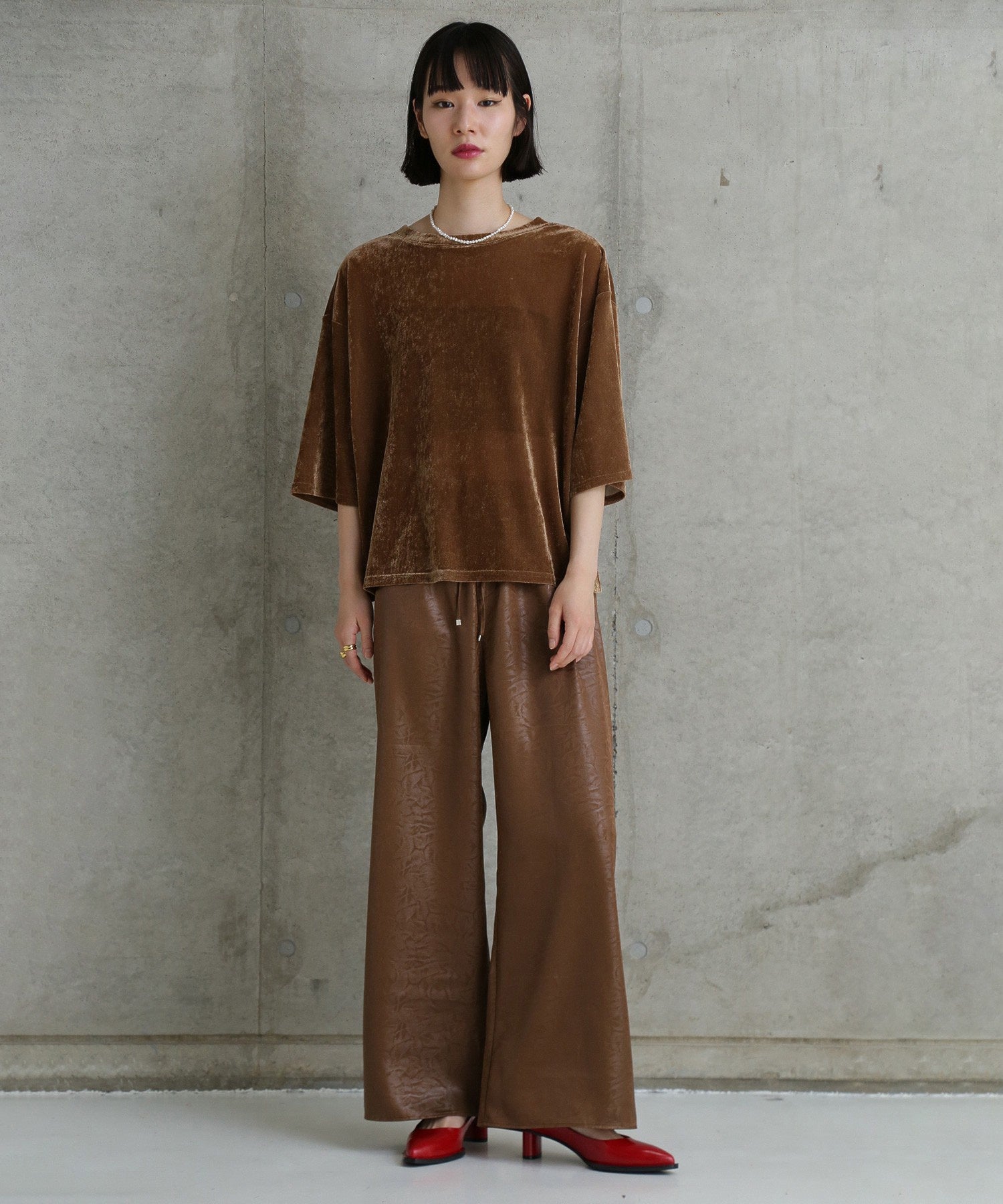 CHIGNON/ベロアメッシュTシャツ