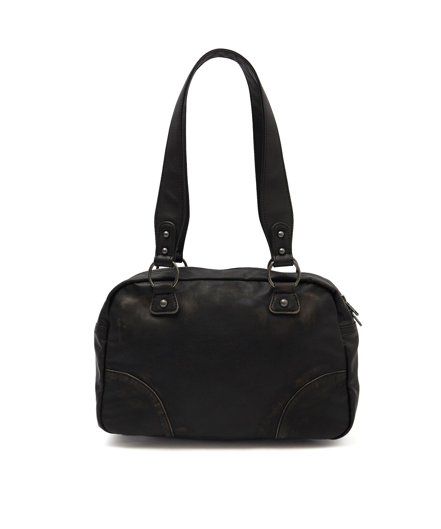 METAL LOGO PLATE FAUX LEATHER HANDBAG
