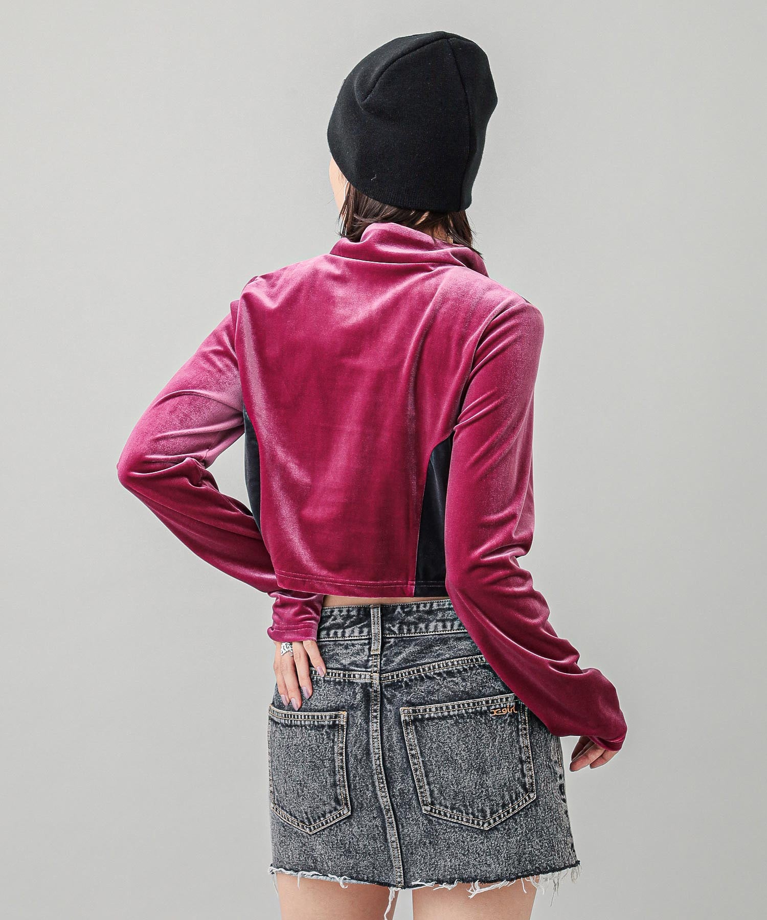 VELOUR HALF ZIP TOP