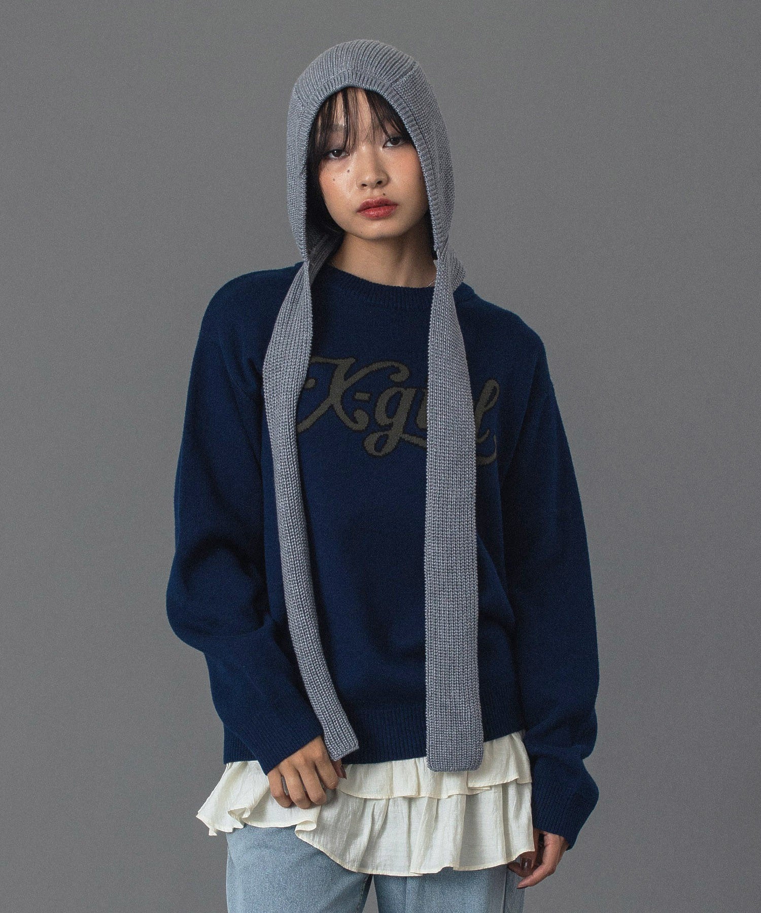 LETTERING LOGO JACQUARD KNIT TOP