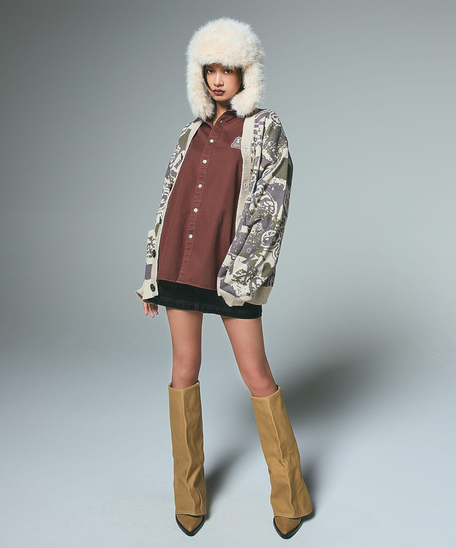 COLLAGE GRAPHIC JACQUARD KNIT CARDIGAN
