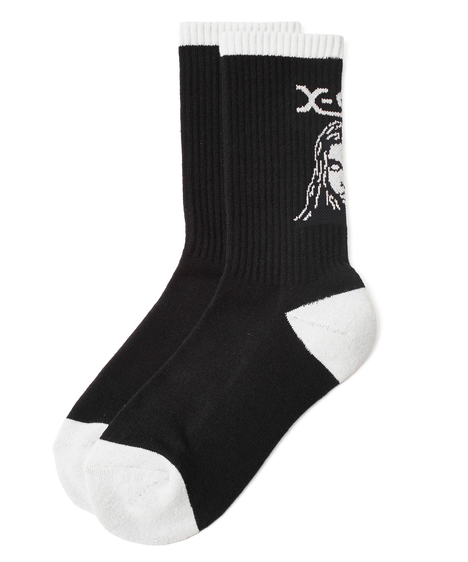 FACE JACQUARD RIBBED SOCKS