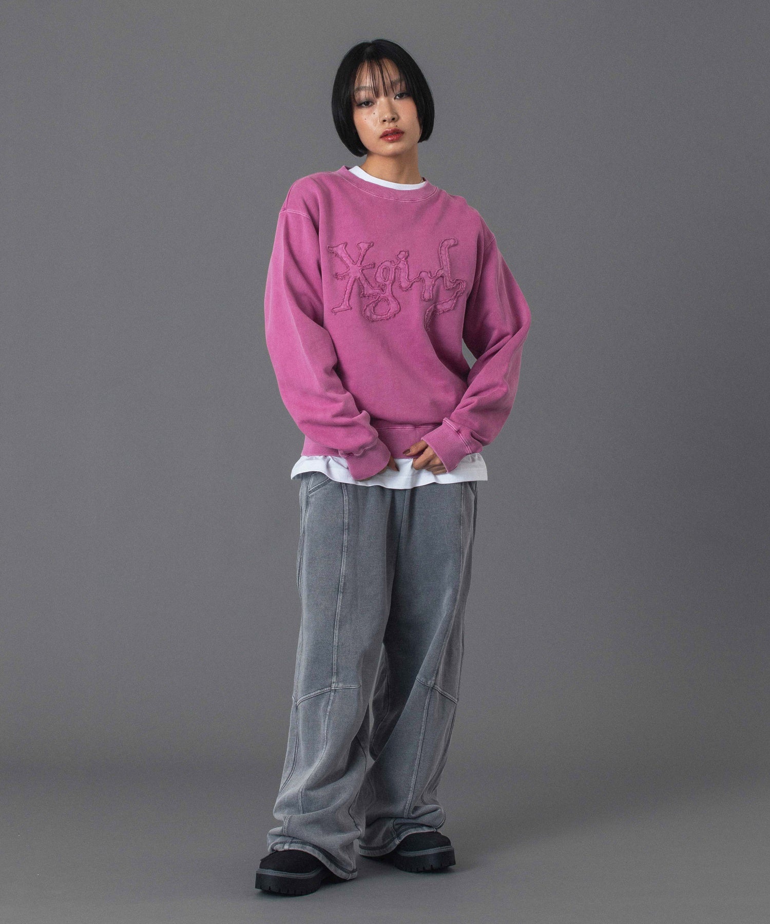 DISTORTED LOGO PATCH FADED SWEAT TOP
